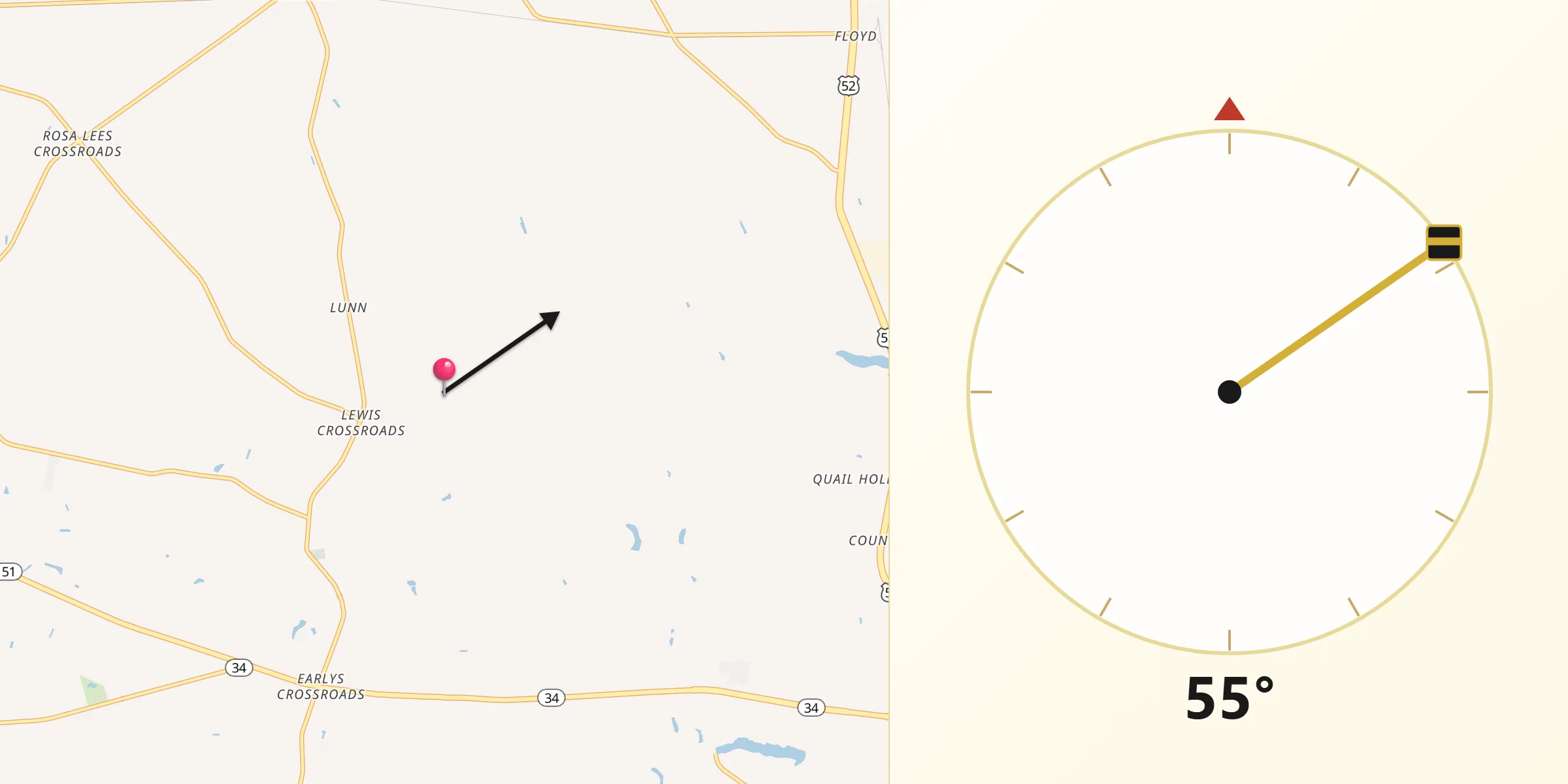 Qibla Direction from Darlington County