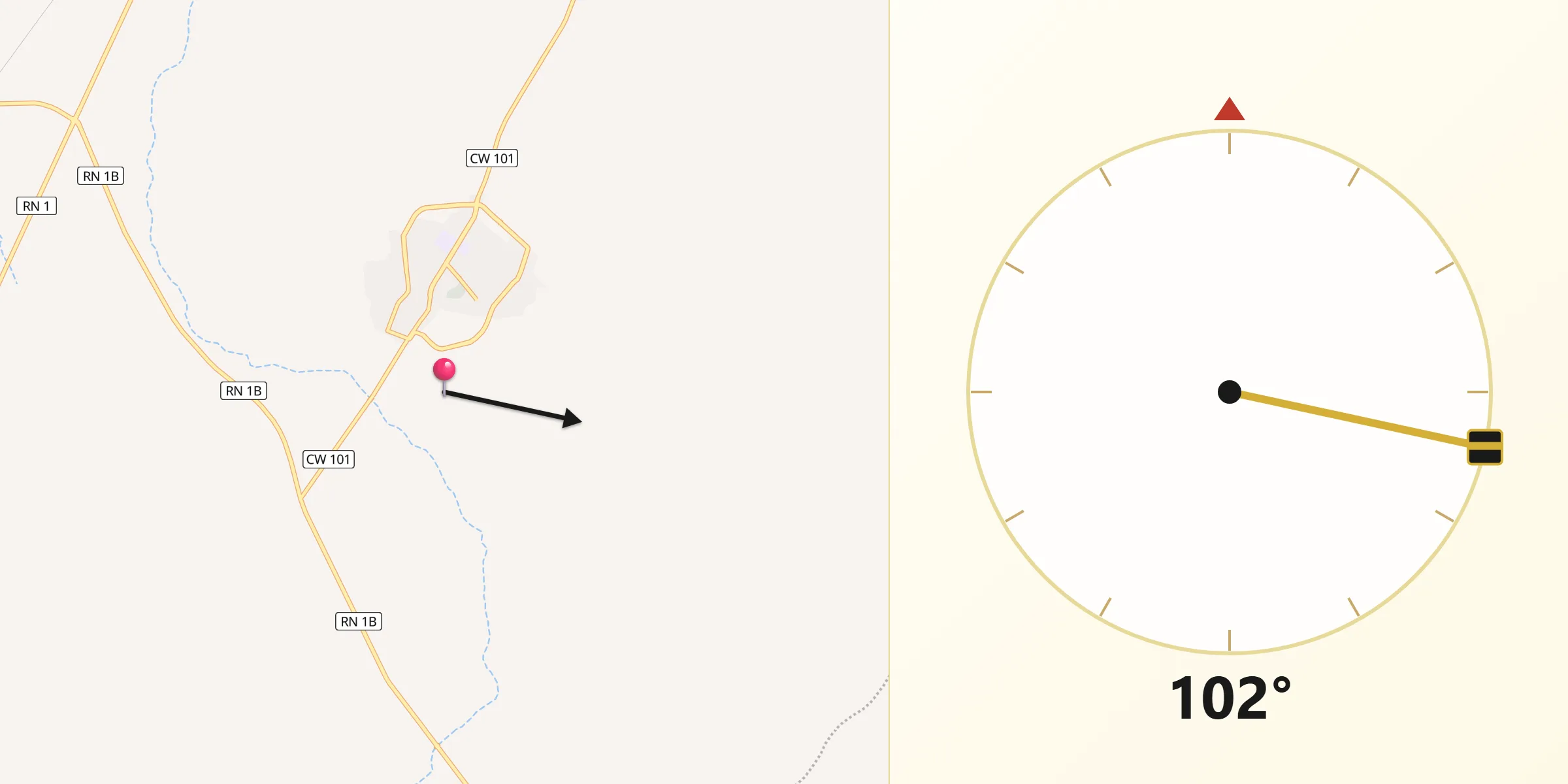 Direction vers la Qibla depuis ’Aïn el Bell