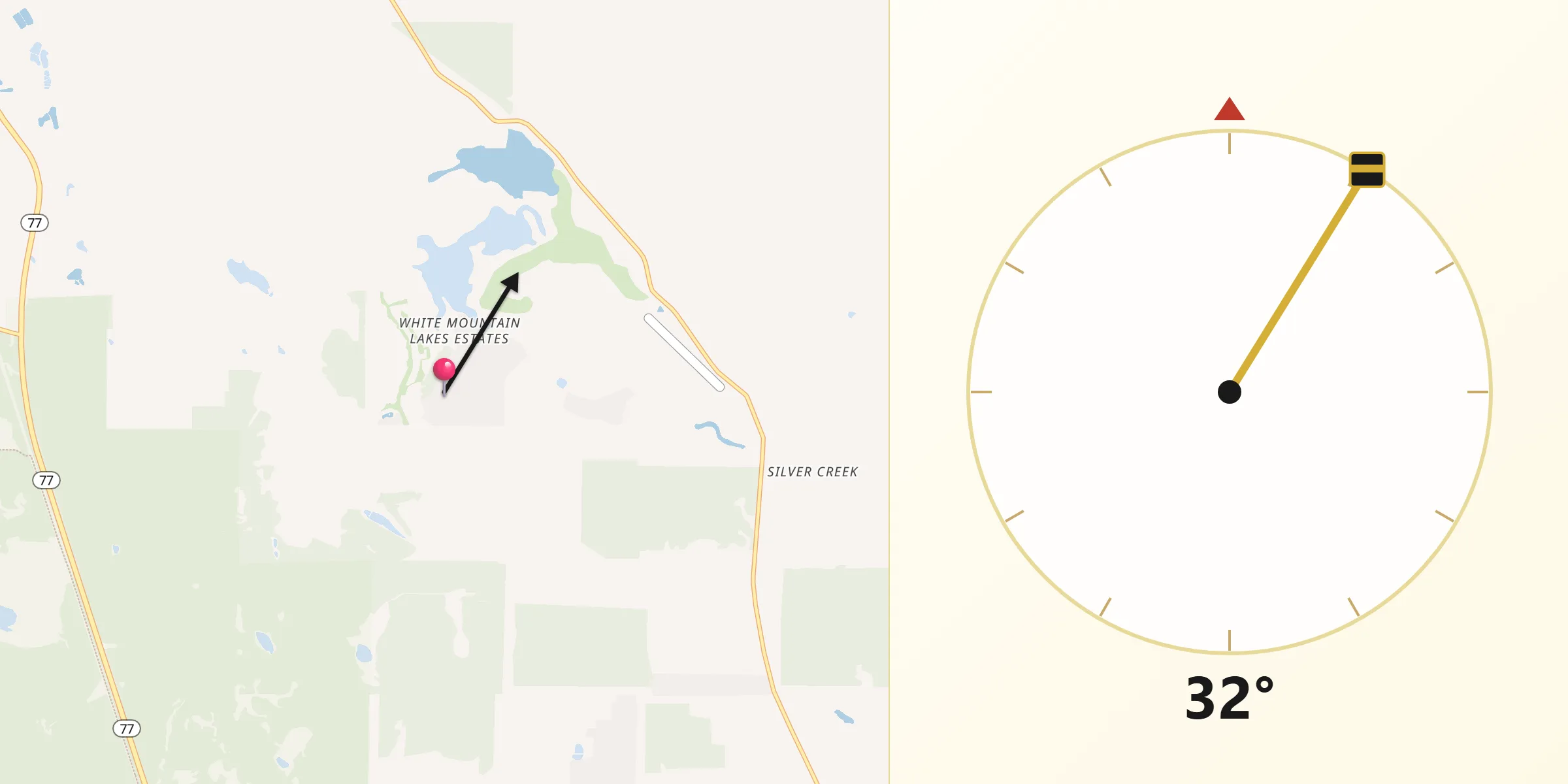 Qibla Direction from White Mountain Lake