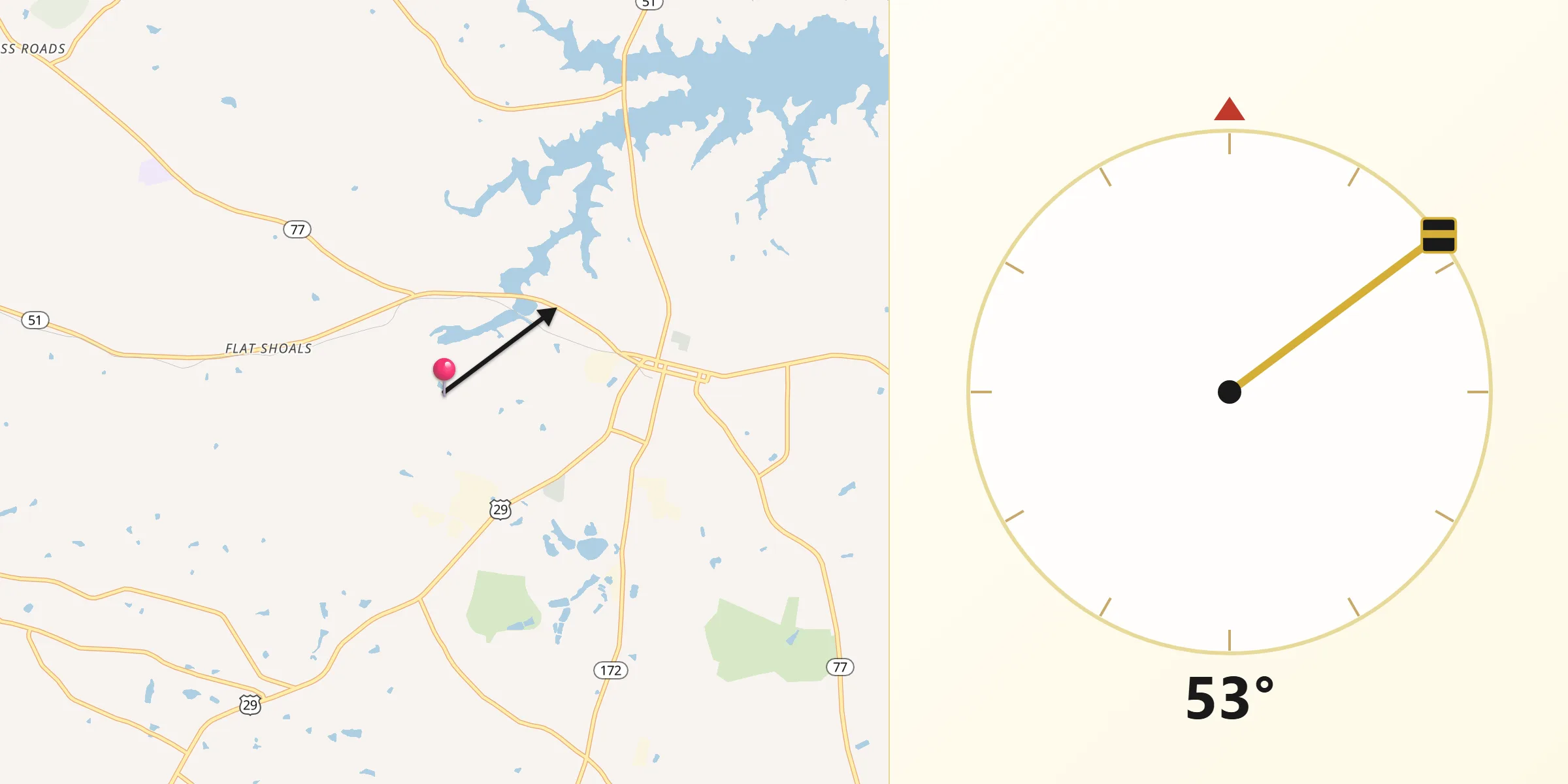 Qibla Direction from Hart