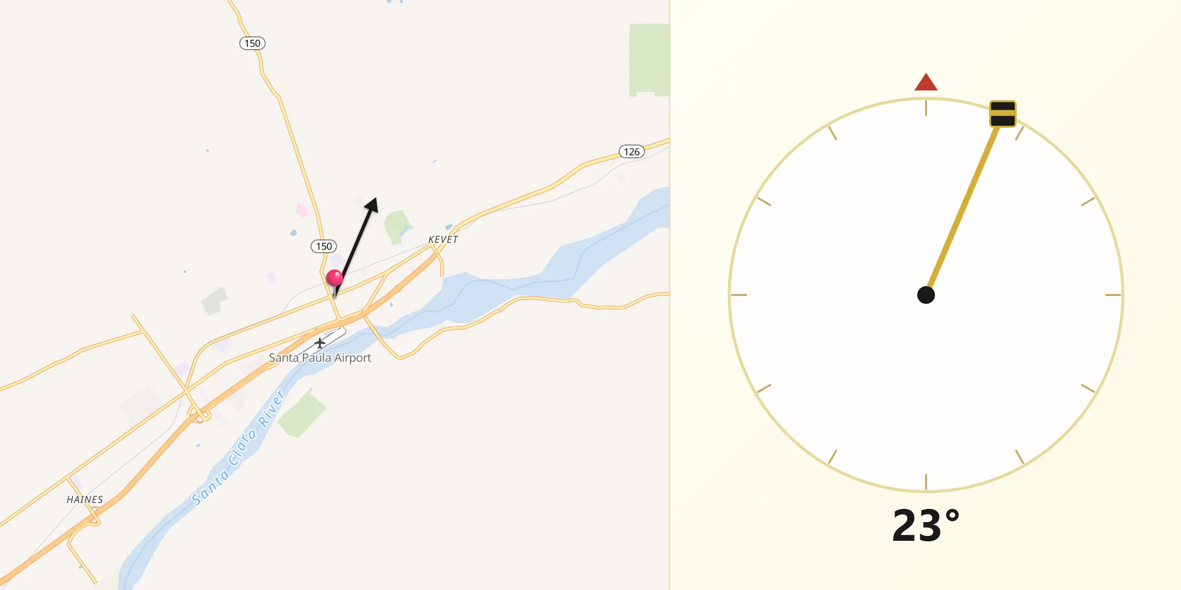 Qibla Direction from Santa Paula