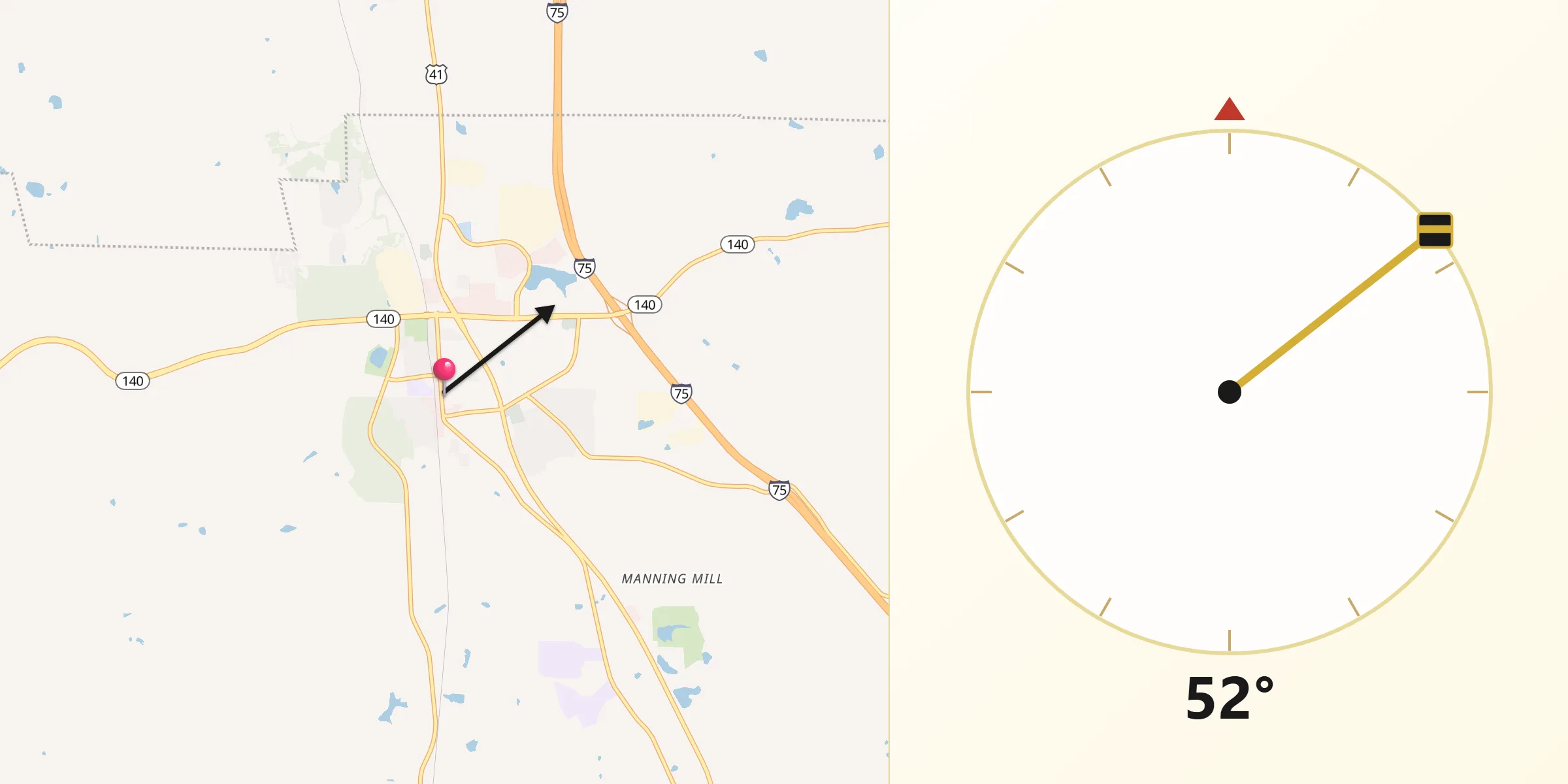 Qibla Direction from Adairsville