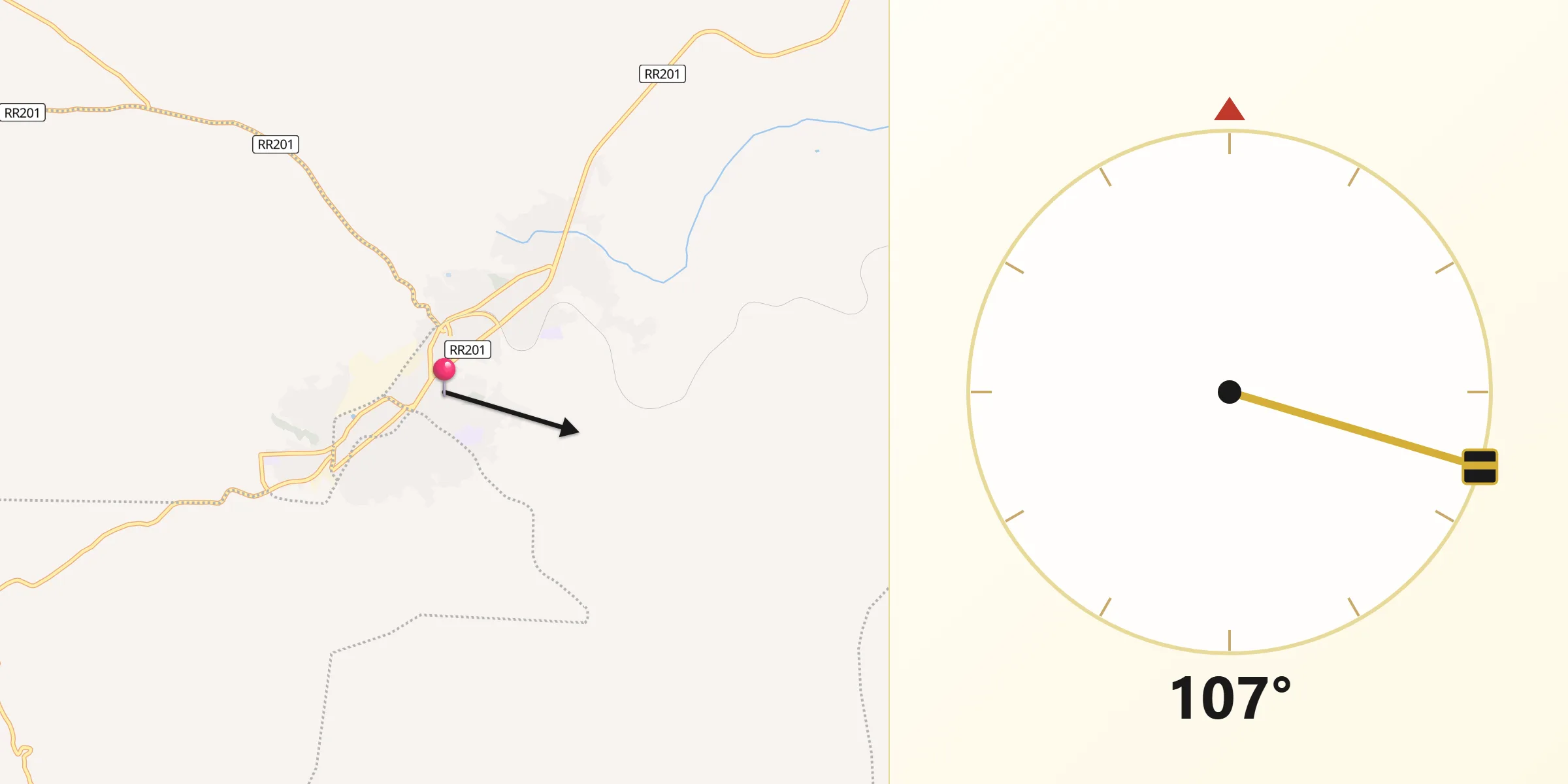 Direction vers la Qibla depuis Ar Rudayyif