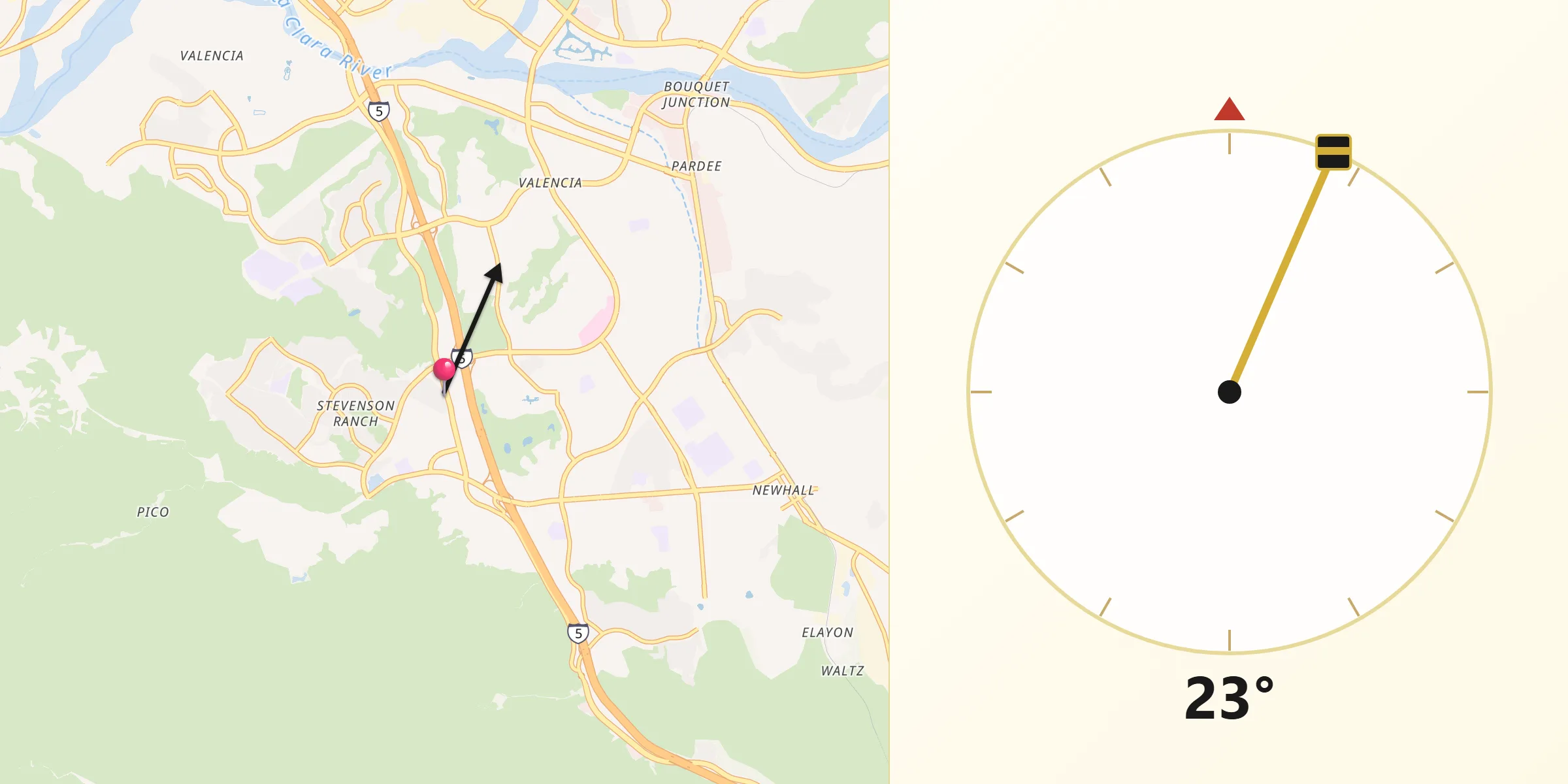 Qibla Direction from Stevenson Ranch
