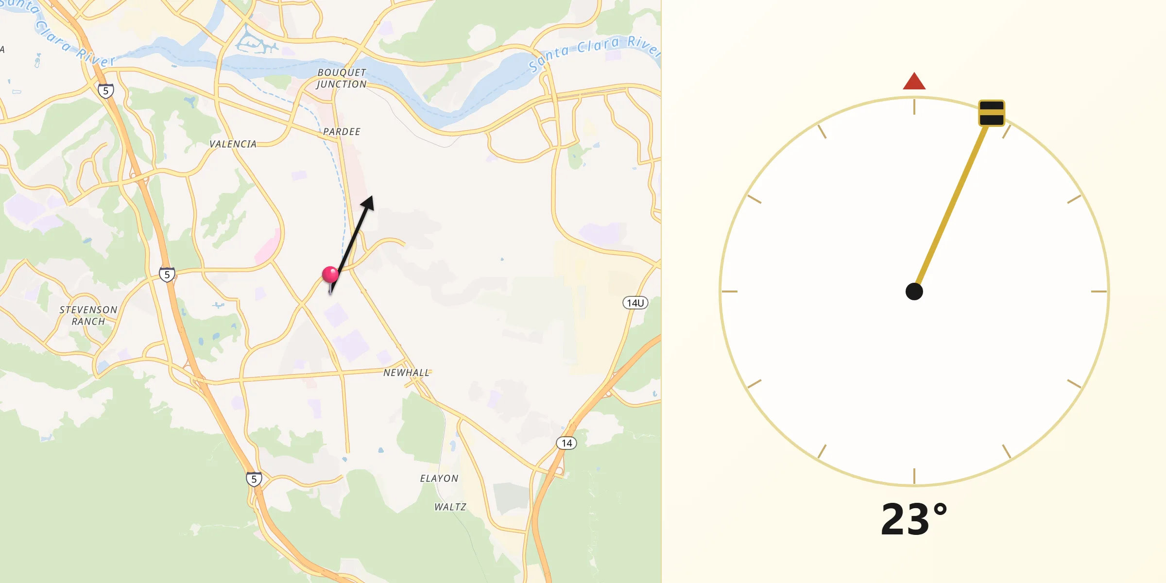 Qibla Direction from Santa Clarita