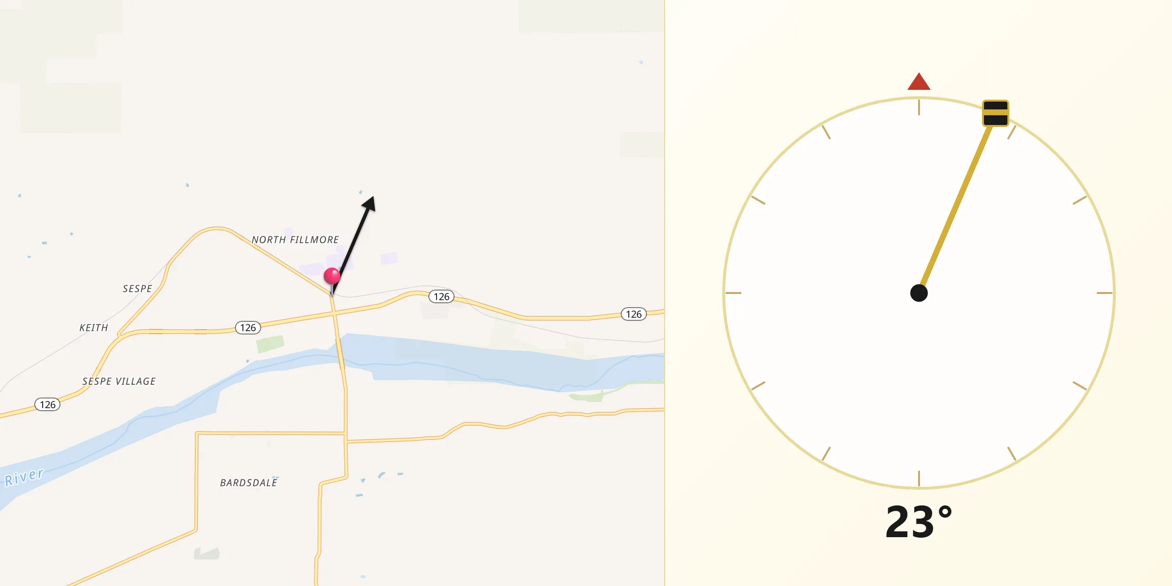 Qibla Direction from Fillmore