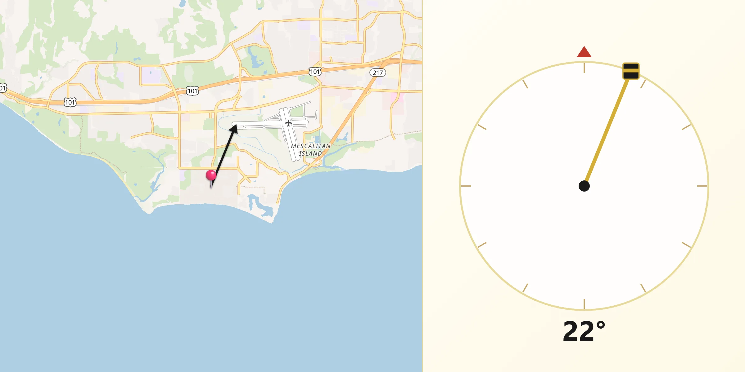 Qibla Direction from Isla Vista