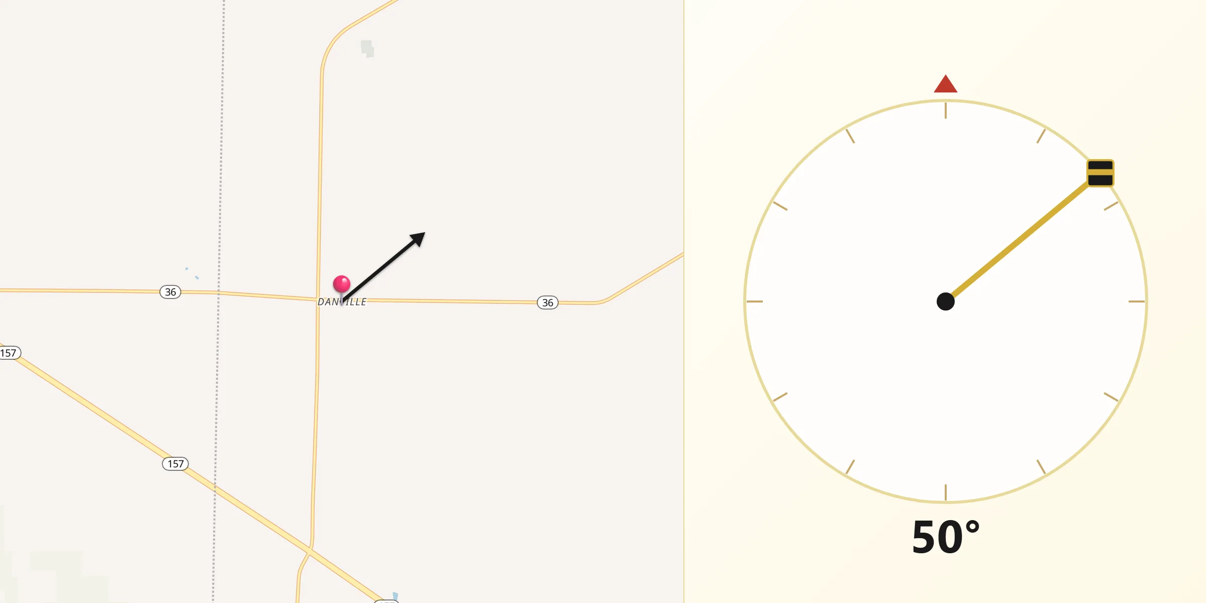 Qibla Direction from Danville