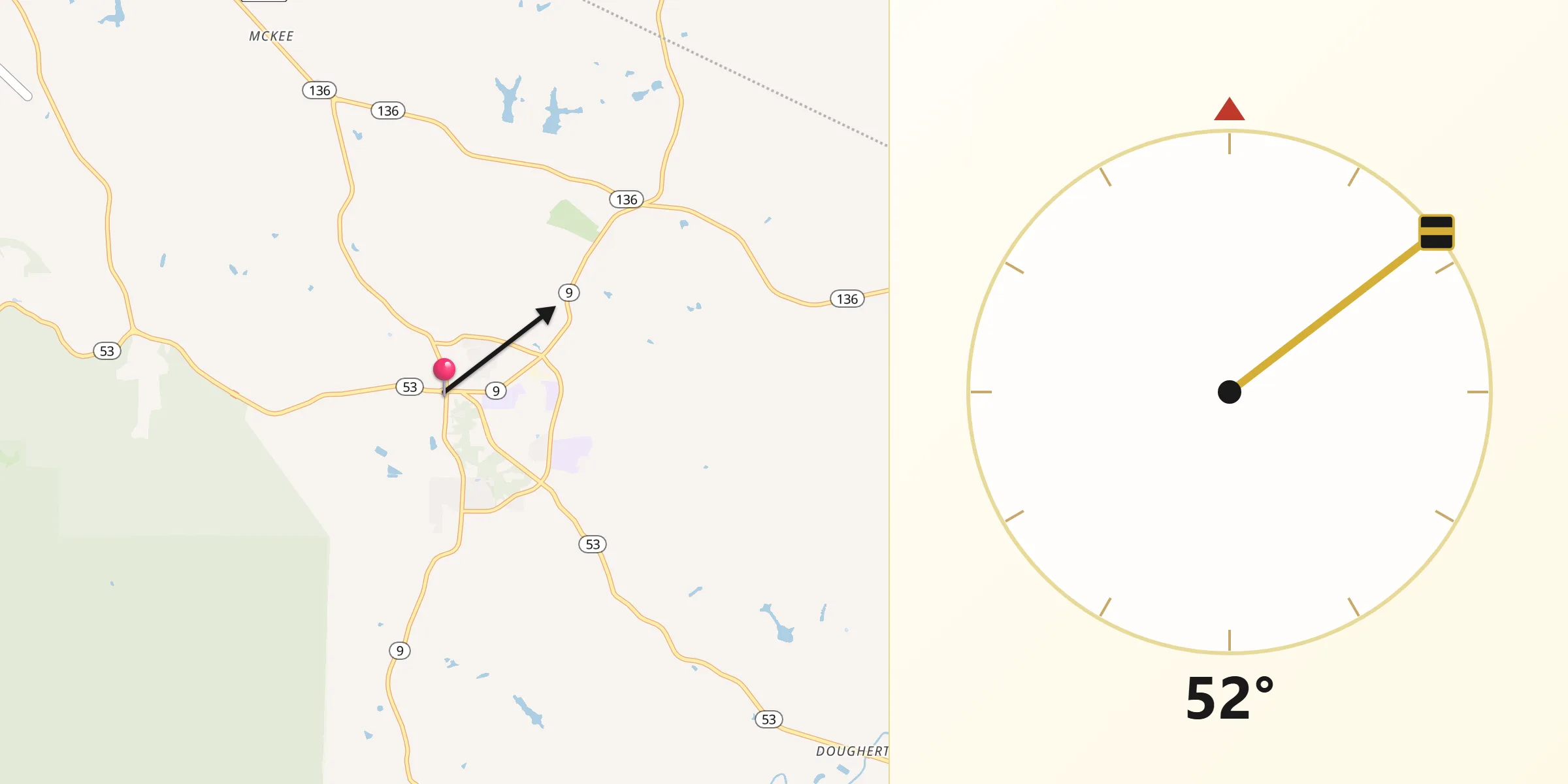 Qibla Direction from Dawsonville