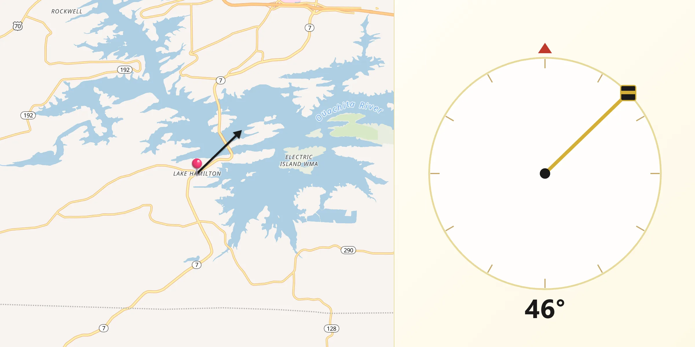 Qibla Direction from Lake Hamilton