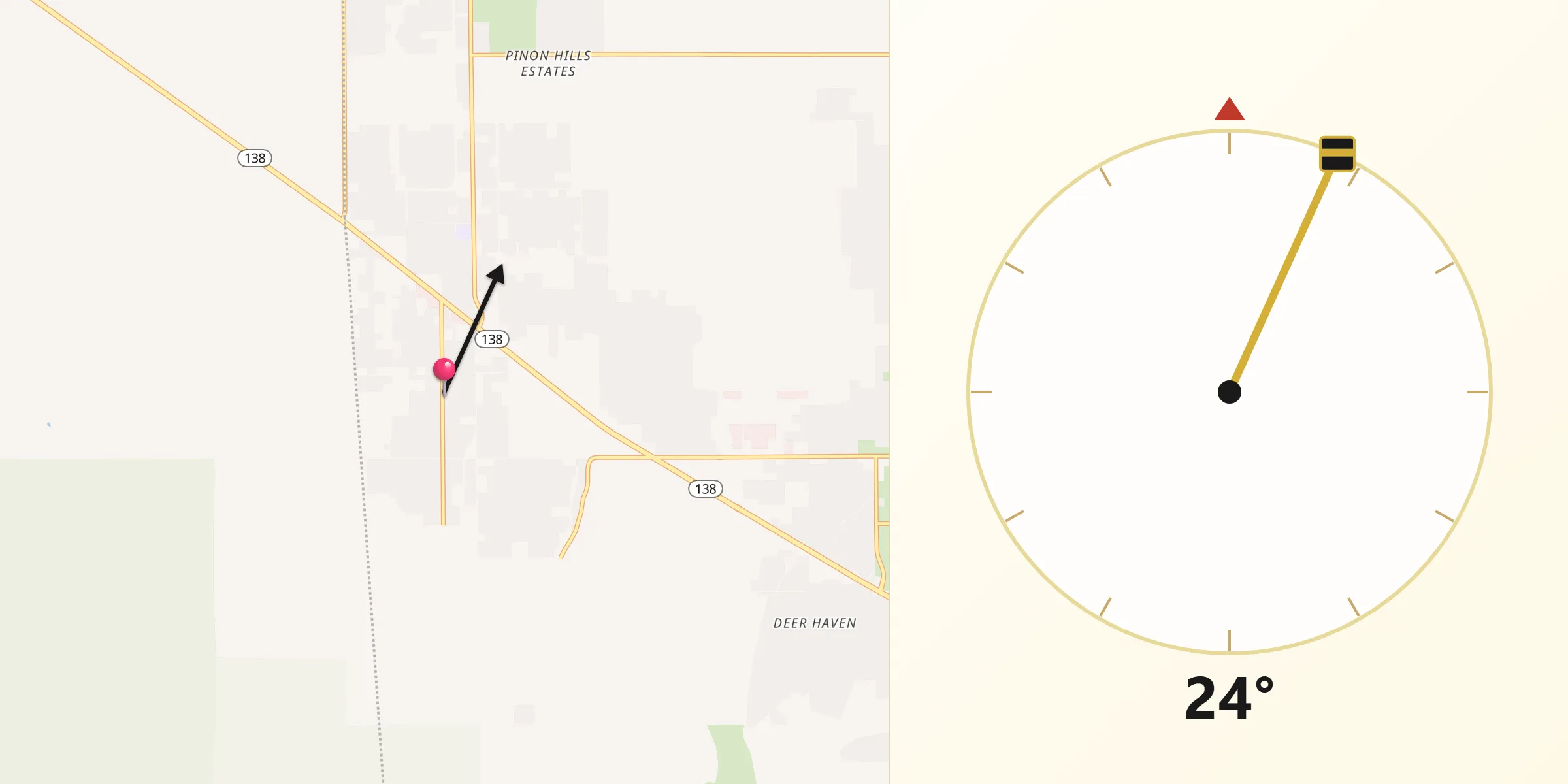 Qibla Direction from Piñon Hills