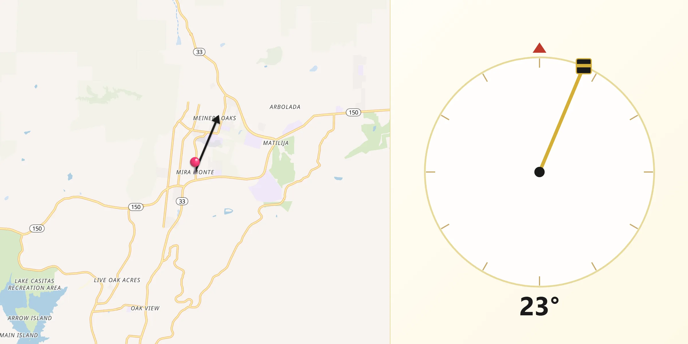 Qibla Direction from Mira Monte