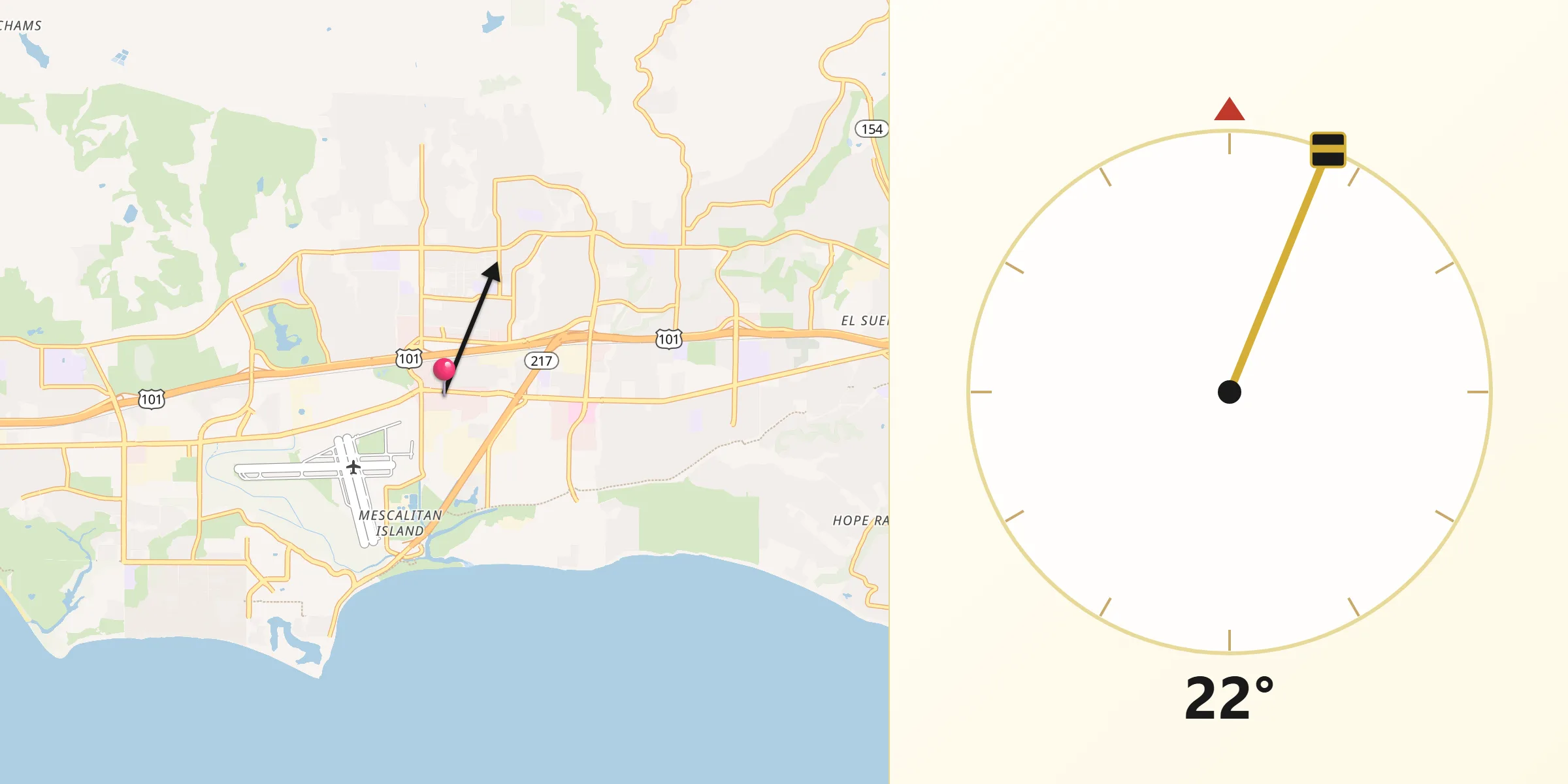 Qibla Direction from Goleta