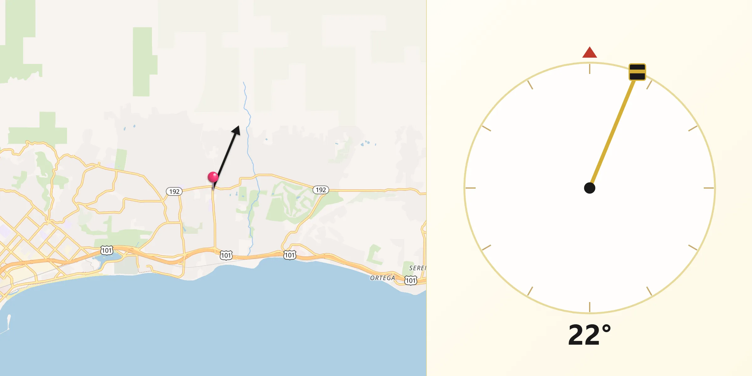 Qibla Direction from Montecito