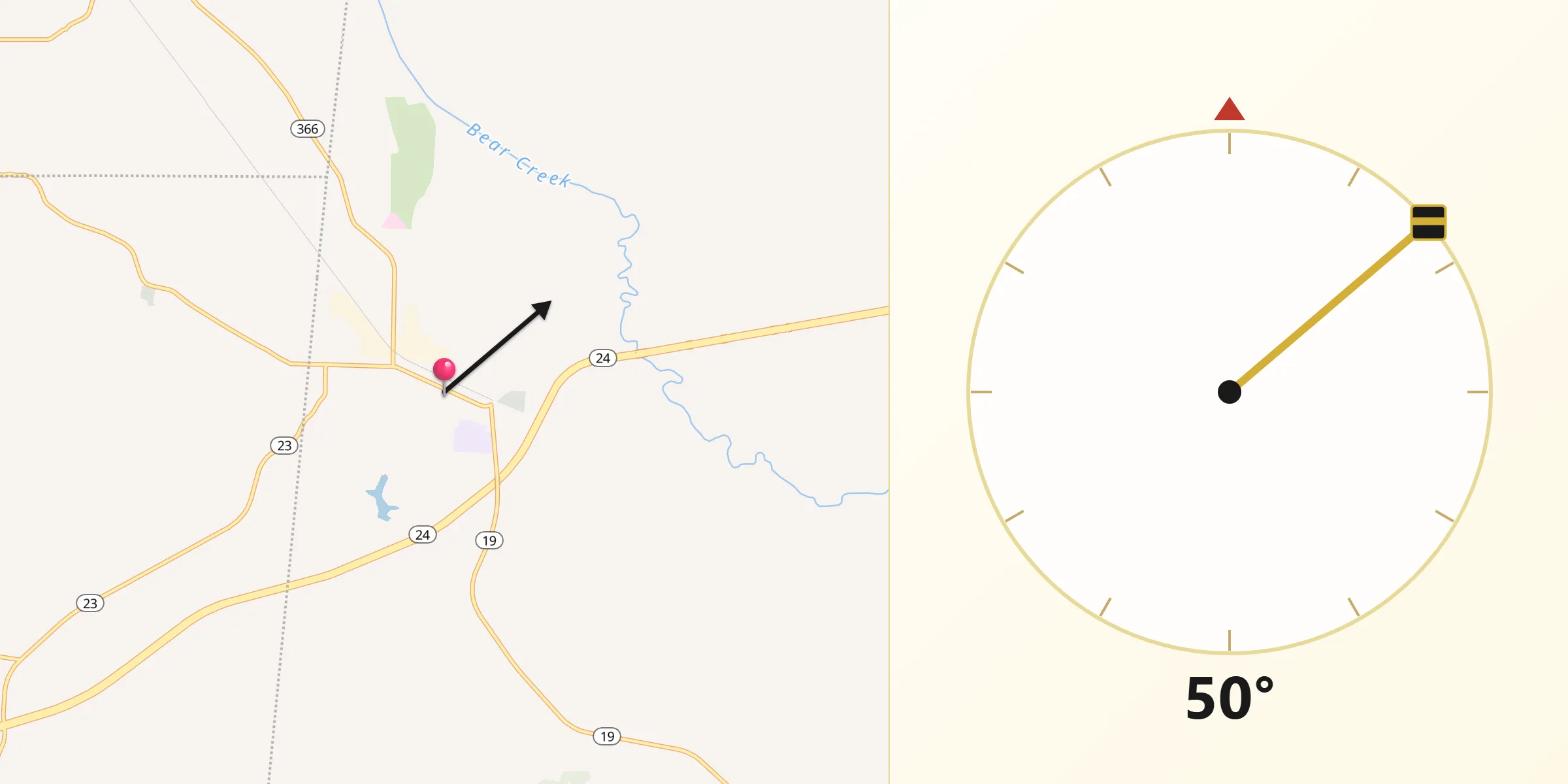 Qibla Direction from Red Bay