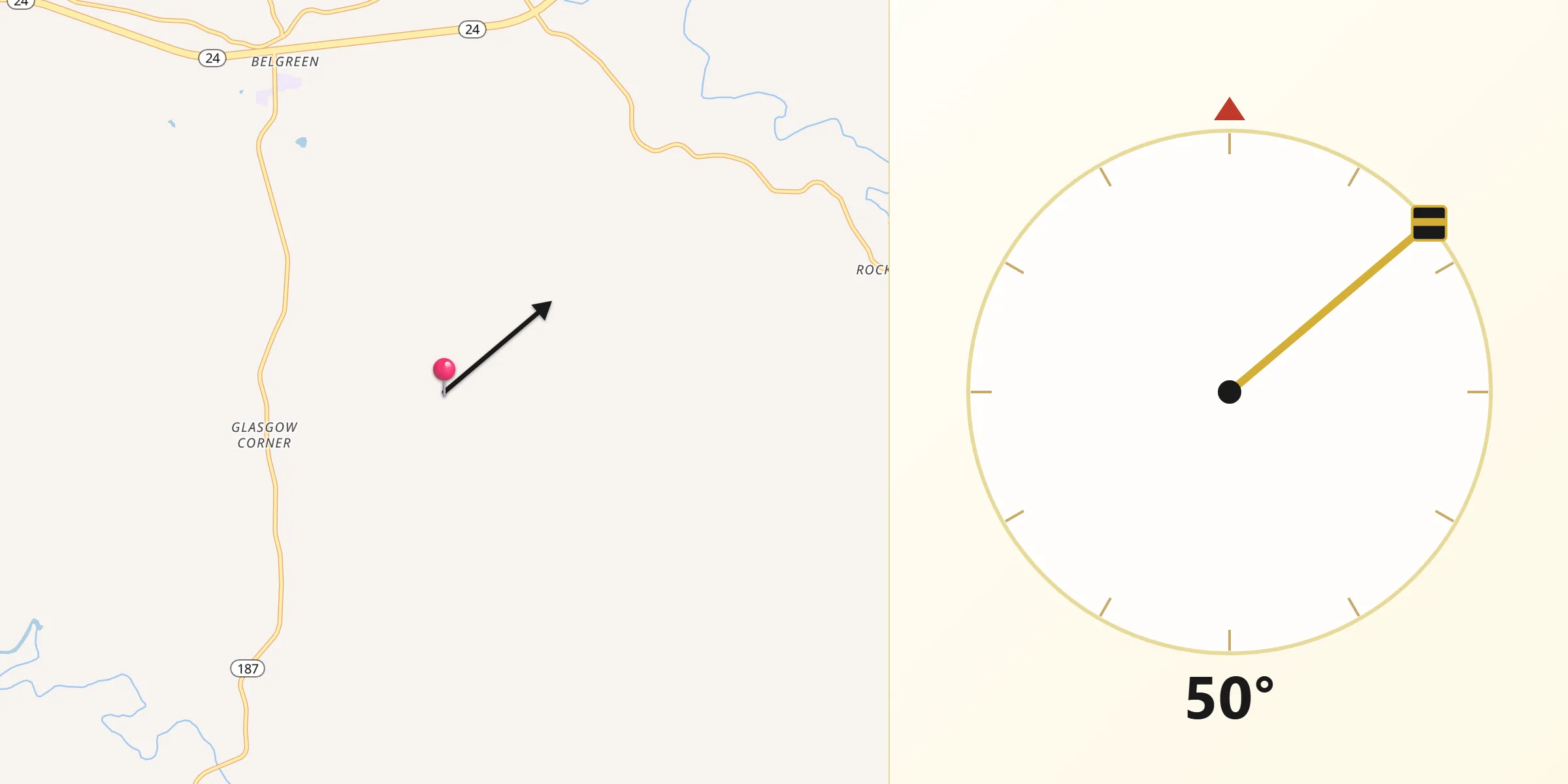 Qibla Direction from Franklin County
