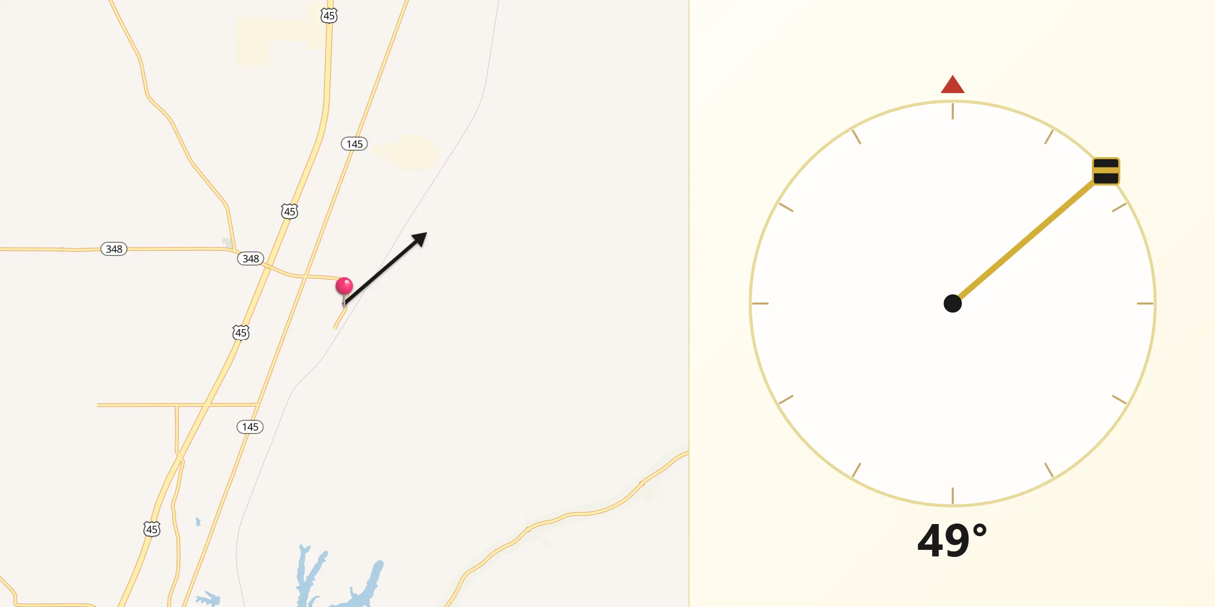 Qibla Direction from Guntown