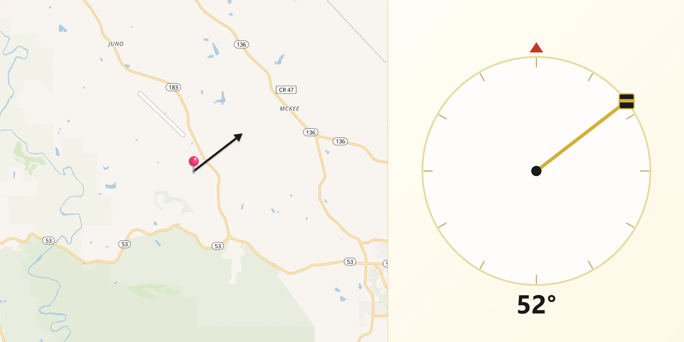 Qibla Direction from Dawson County