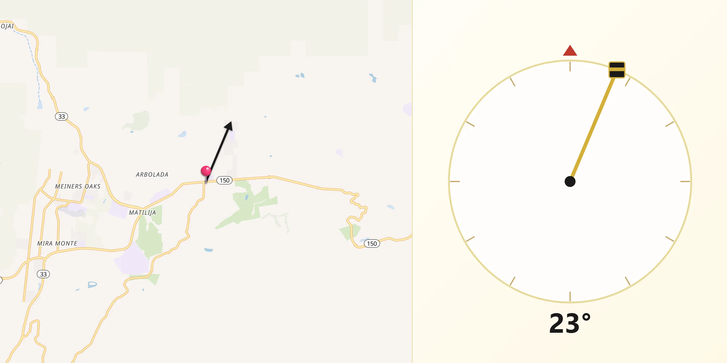 Qibla Direction from Ojai