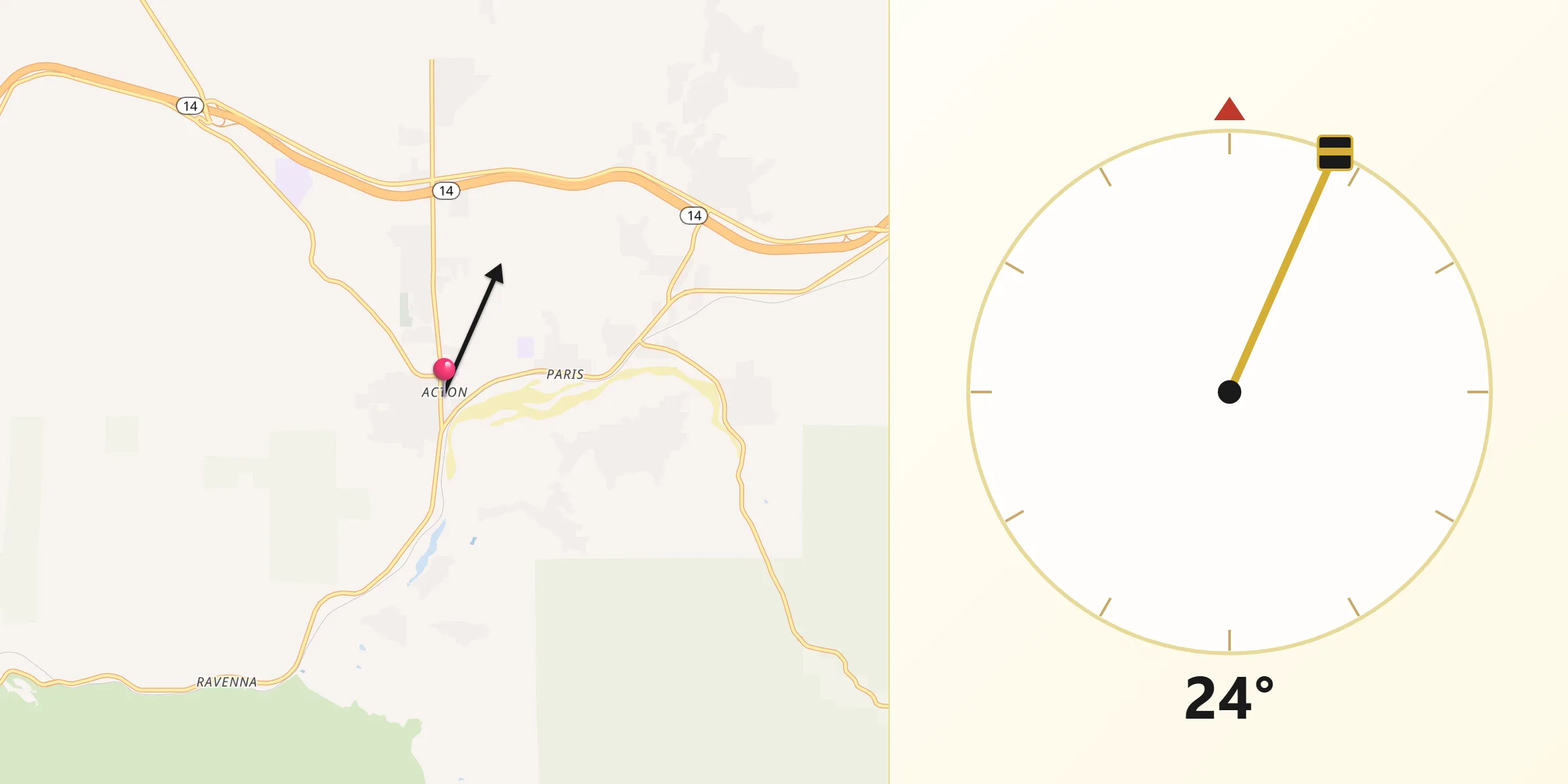 Qibla Direction from Acton