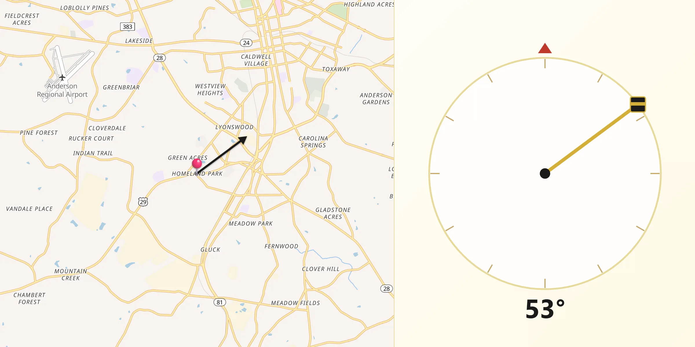Qibla Direction from Homeland Park