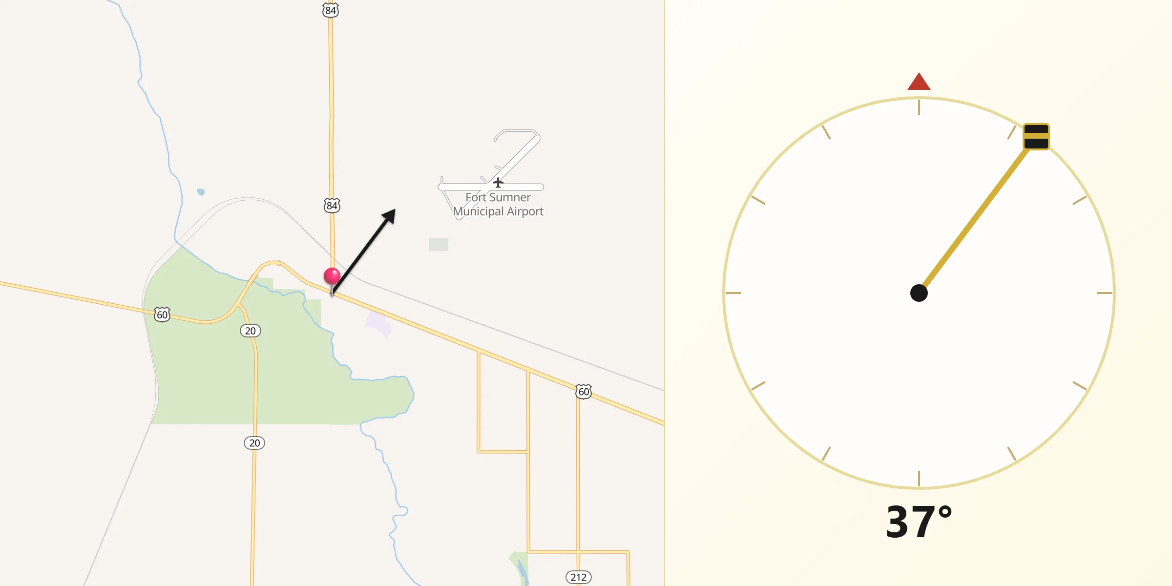Qibla Direction from Fort Sumner