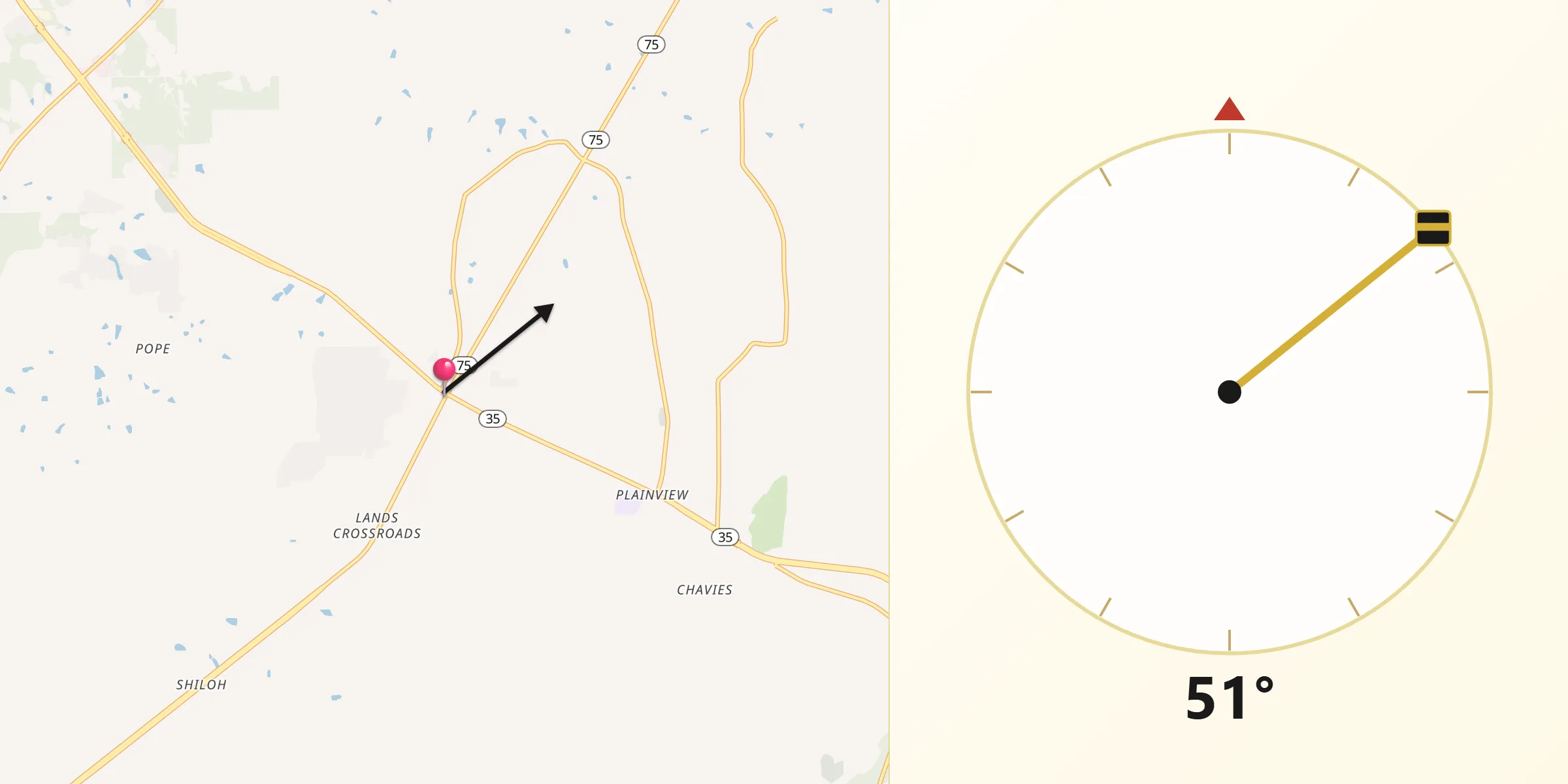 Qibla Direction from Rainsville