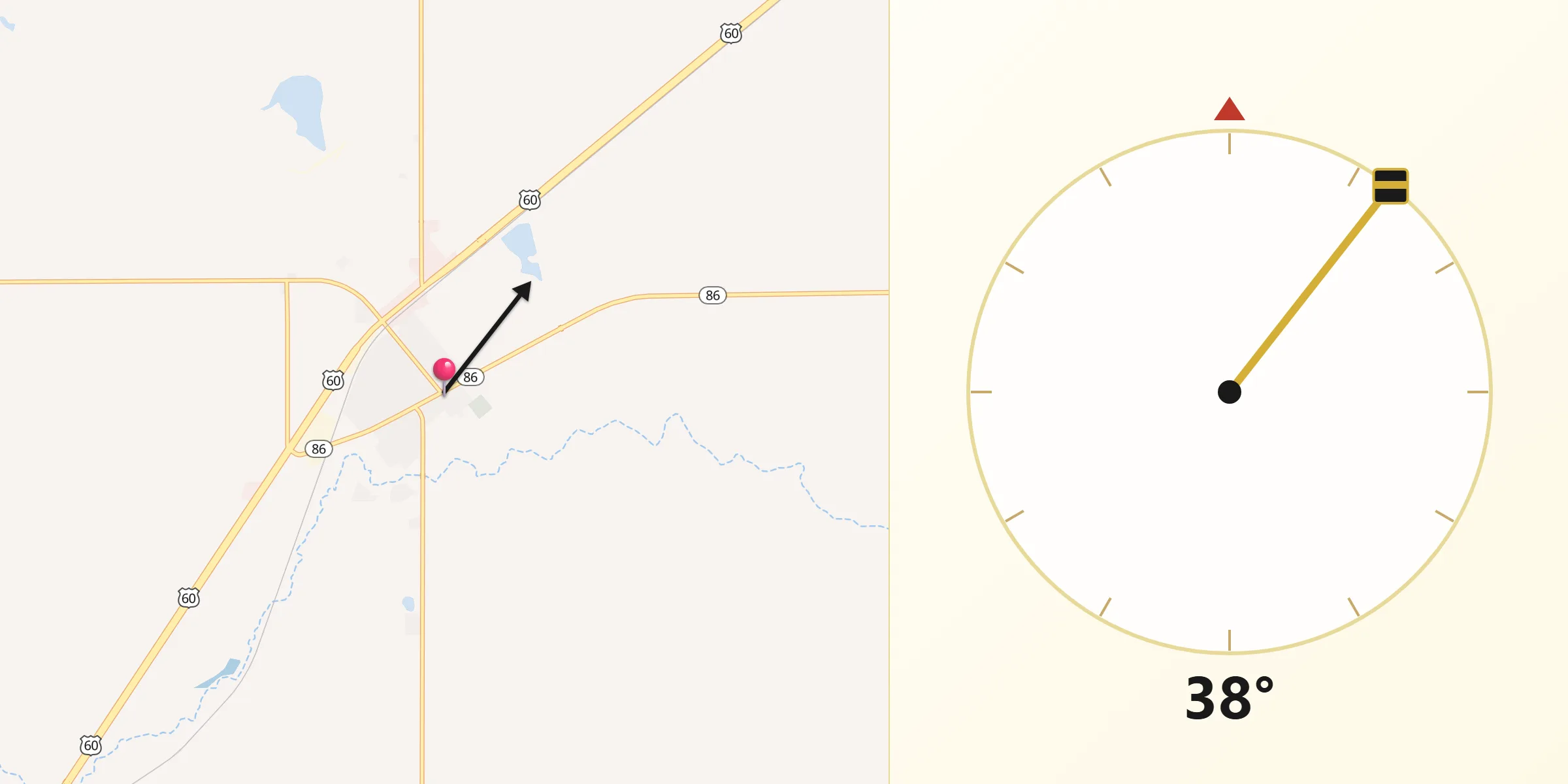 Qibla Direction from Bovina