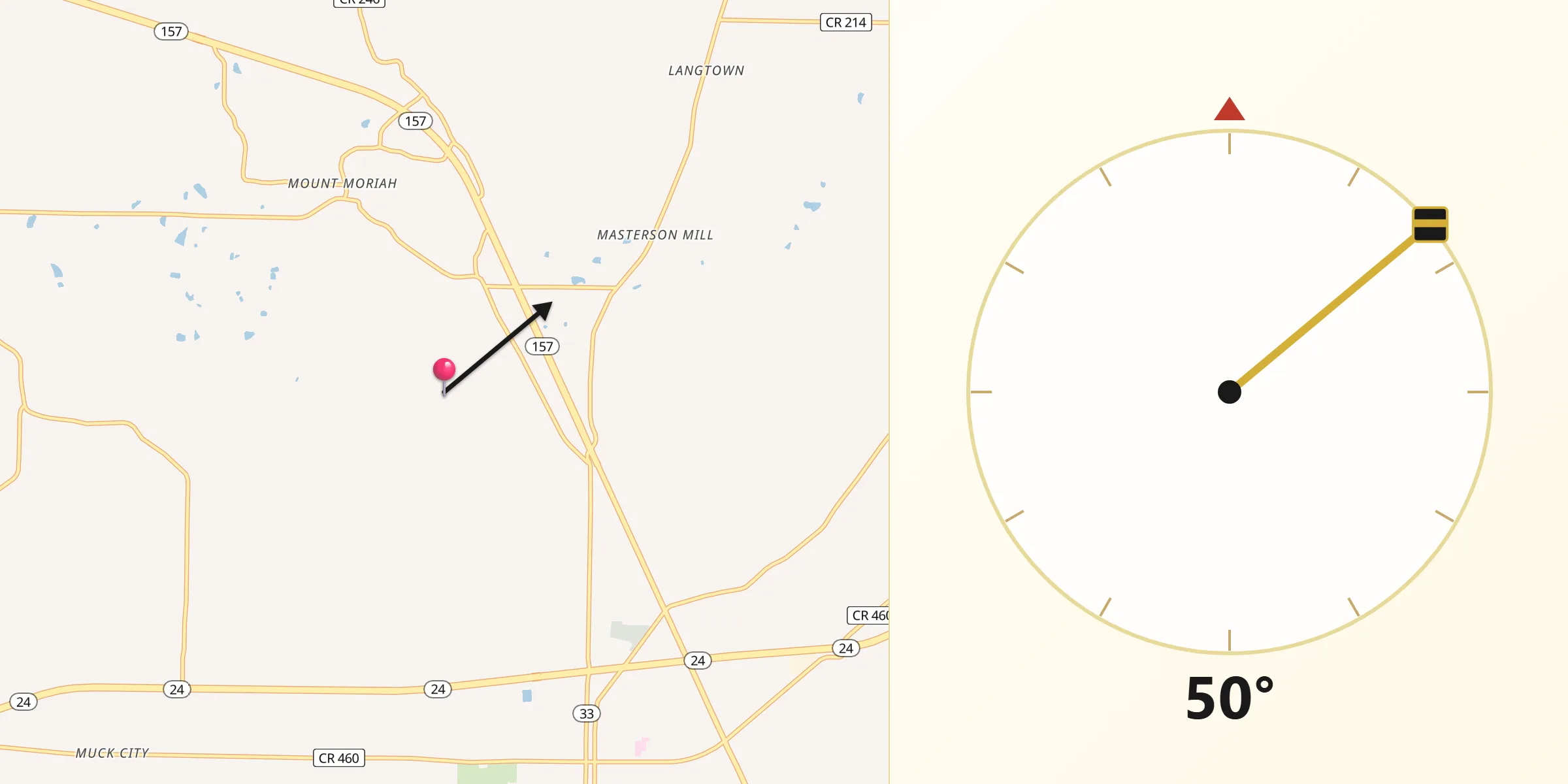 Qibla Direction from Lawrence County