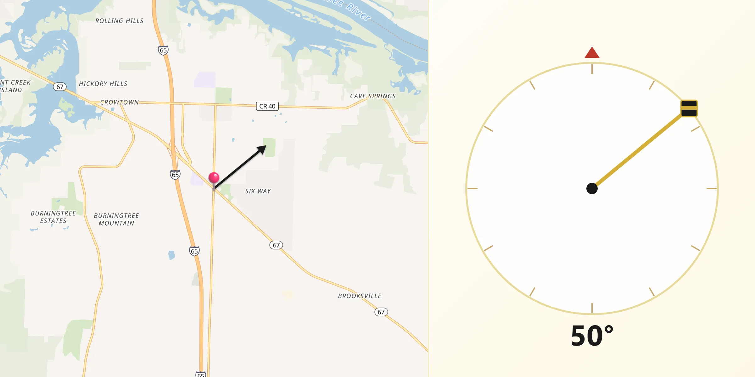 Qibla Direction from Priceville