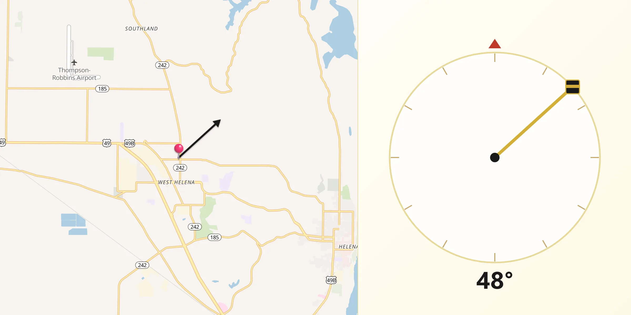 Qibla Direction from West Helena