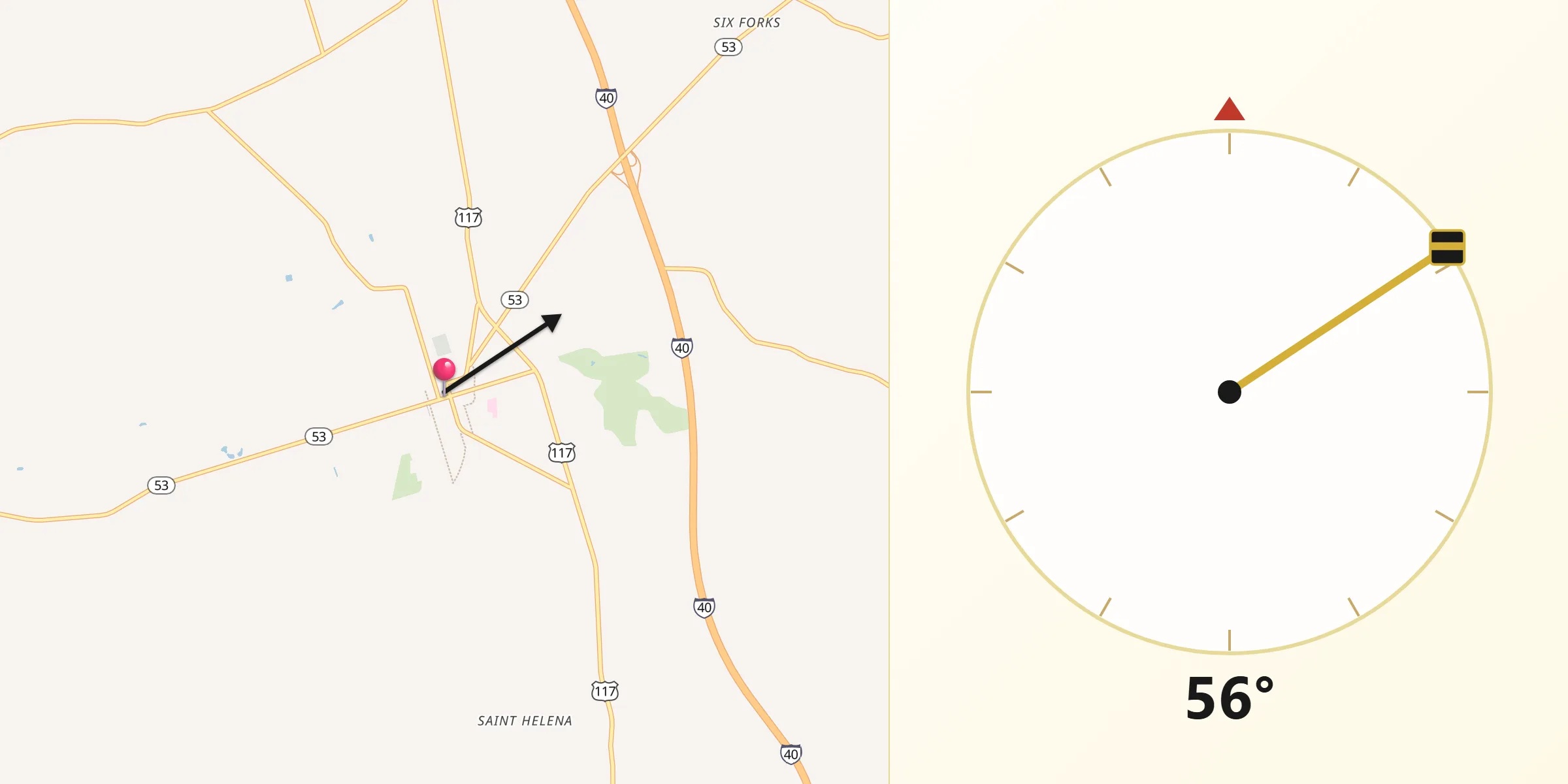 Qibla Direction from Burgaw