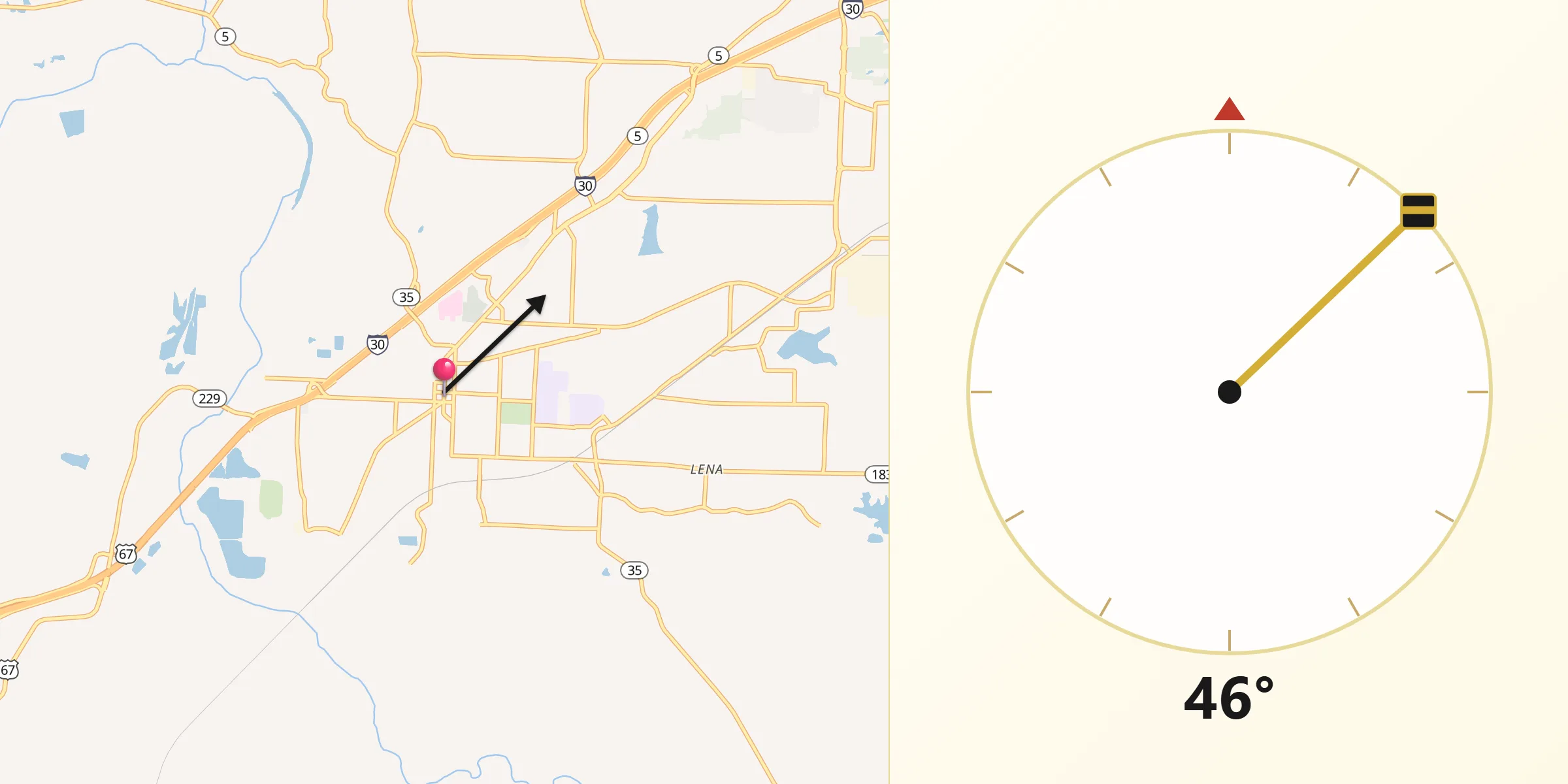 Qibla Direction from Benton