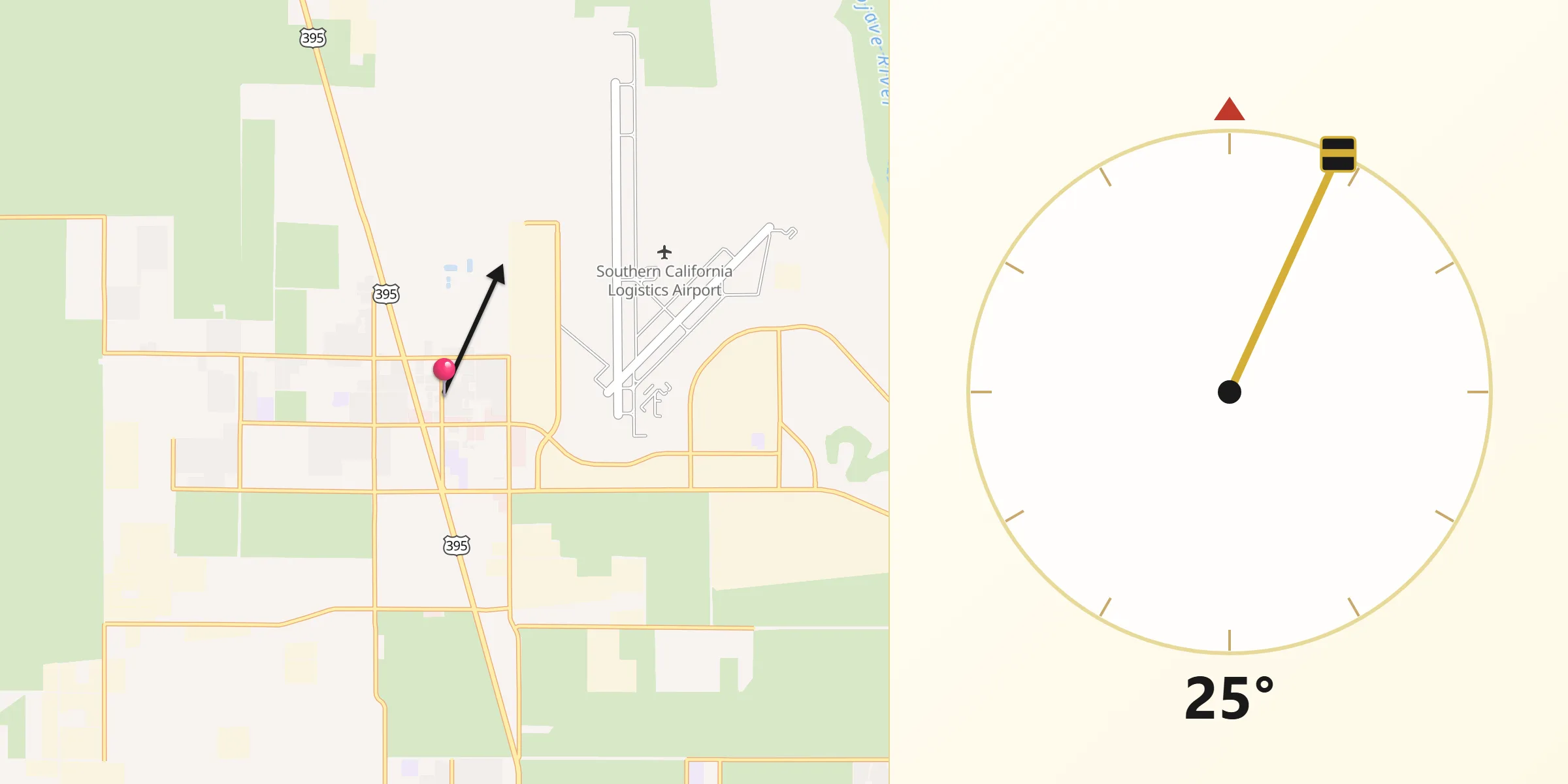 Qibla Direction from Adelanto
