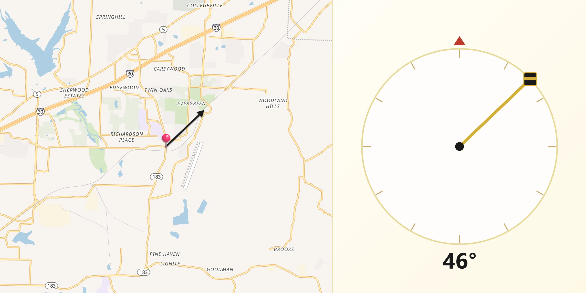 Qibla Direction from Bryant