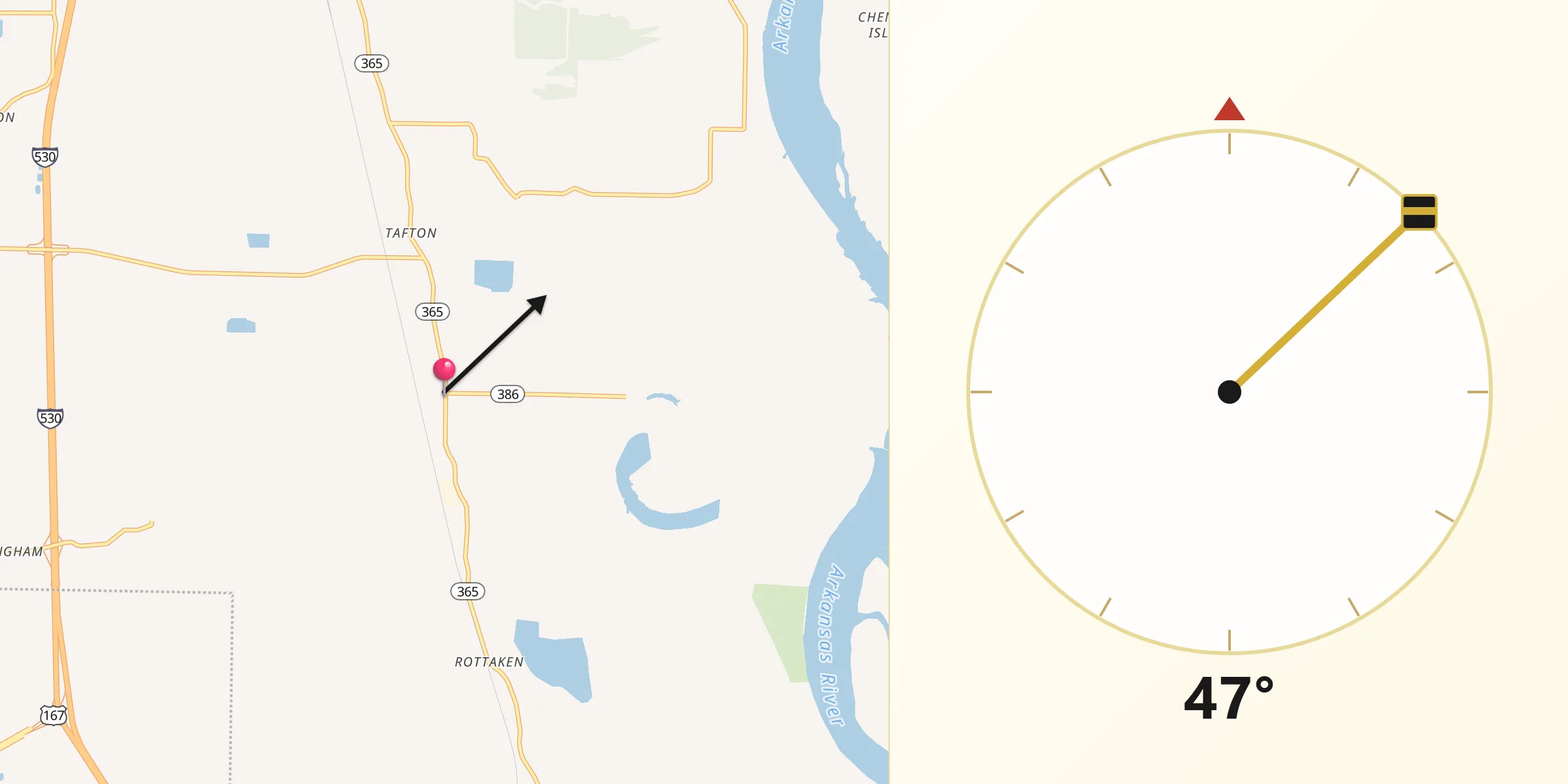Qibla Direction from Wrightsville