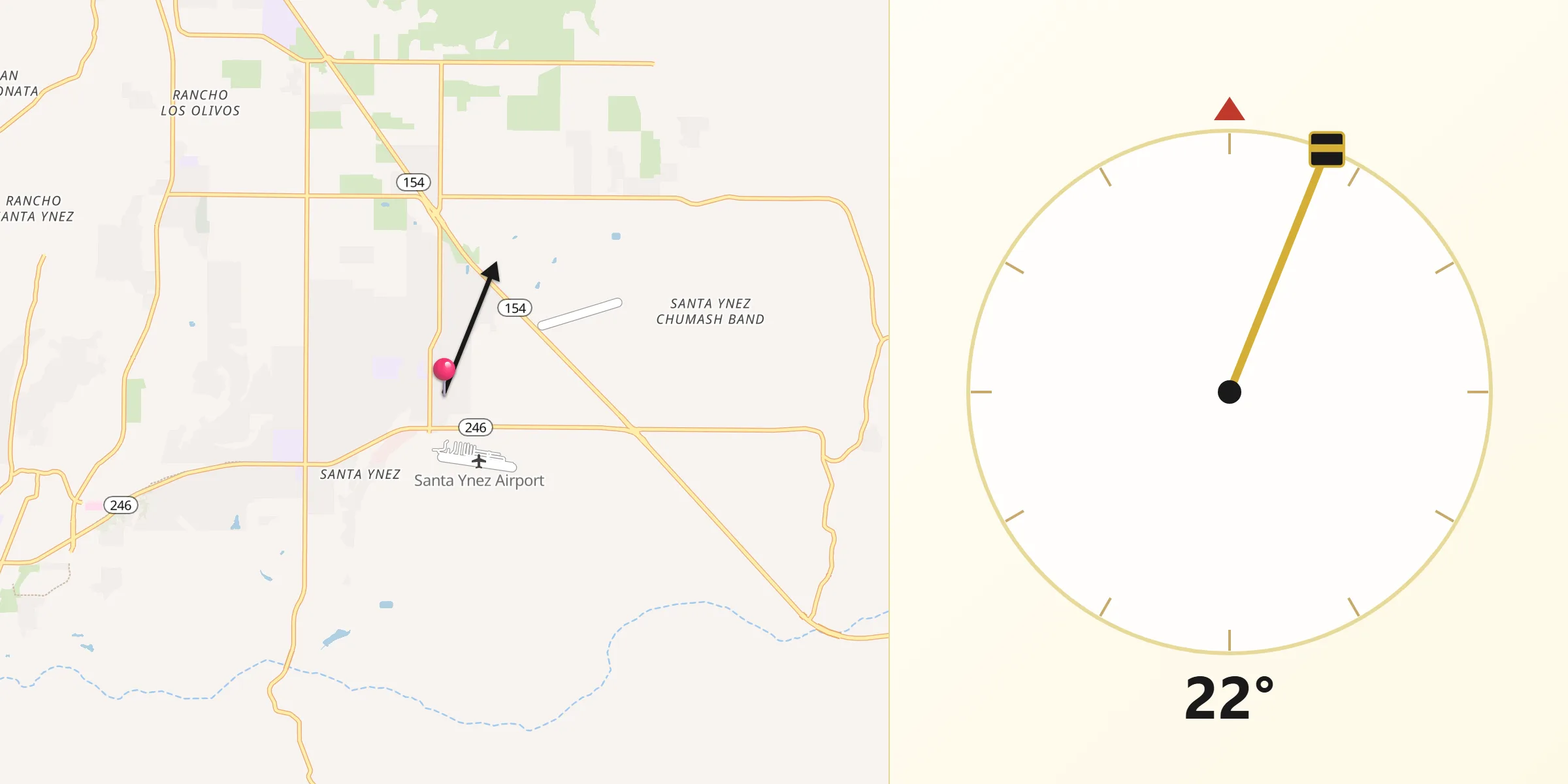 Qibla Direction from Santa Ynez