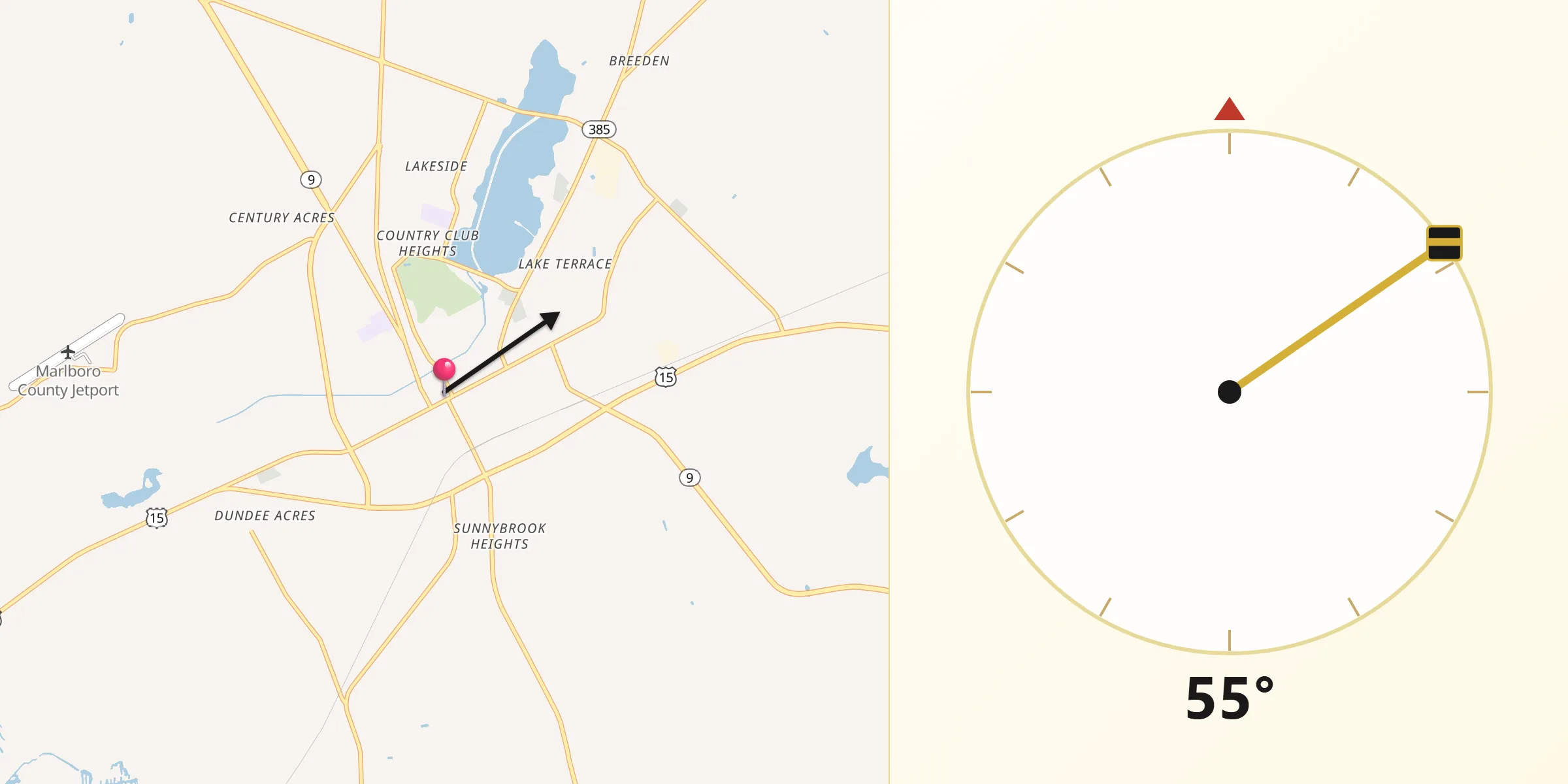 Qibla Direction from Bennettsville