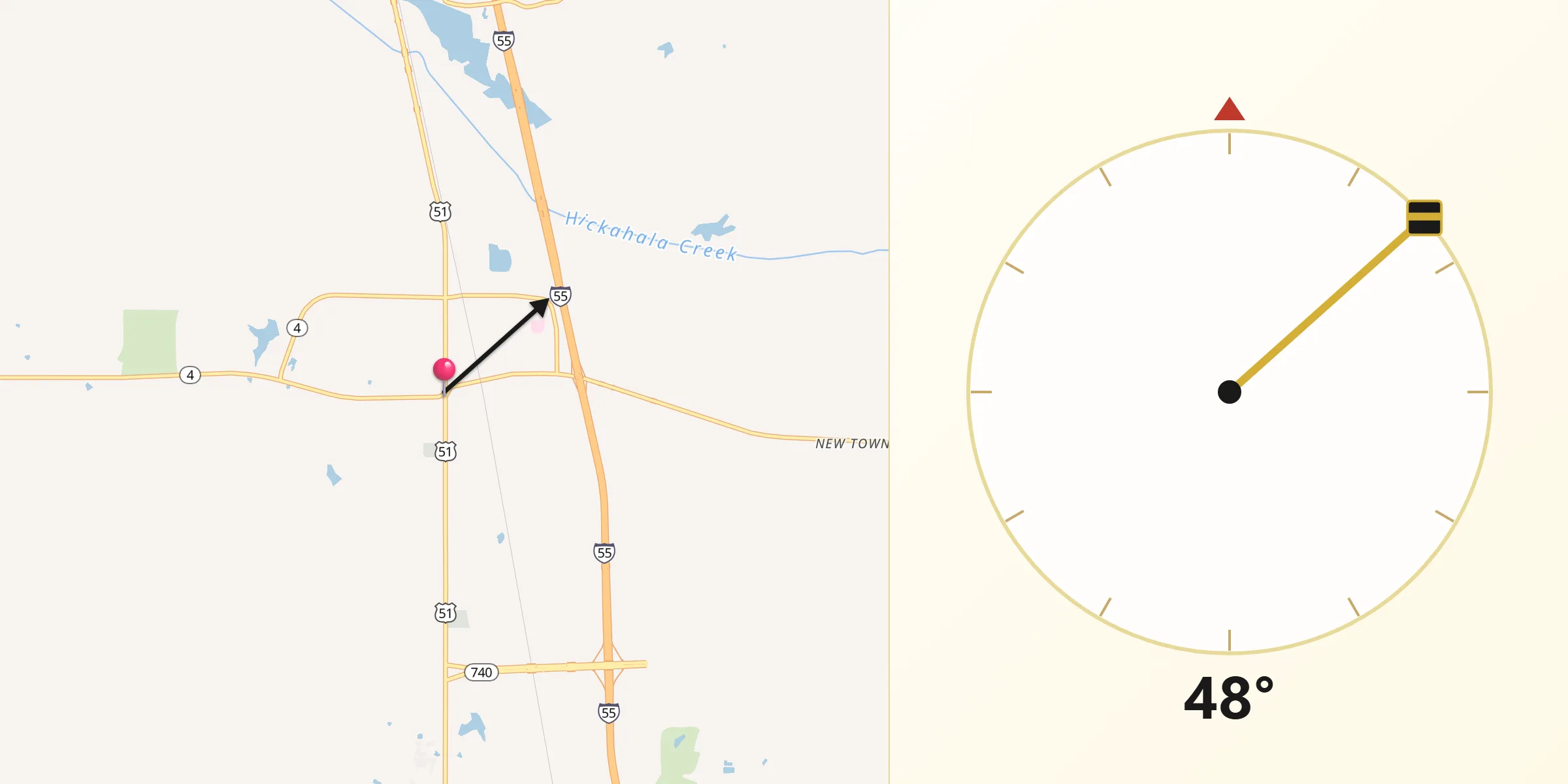 Qibla Direction from Senatobia