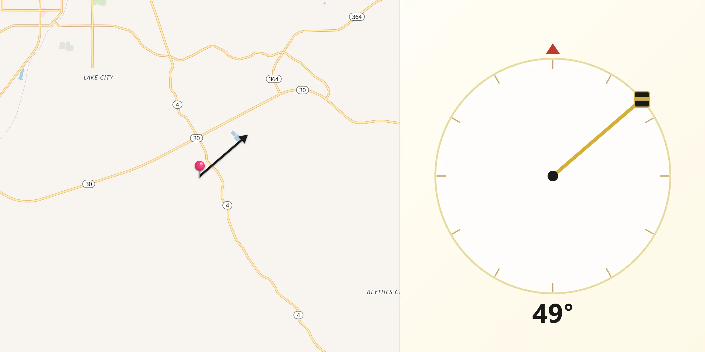Qibla Direction from Prentiss County