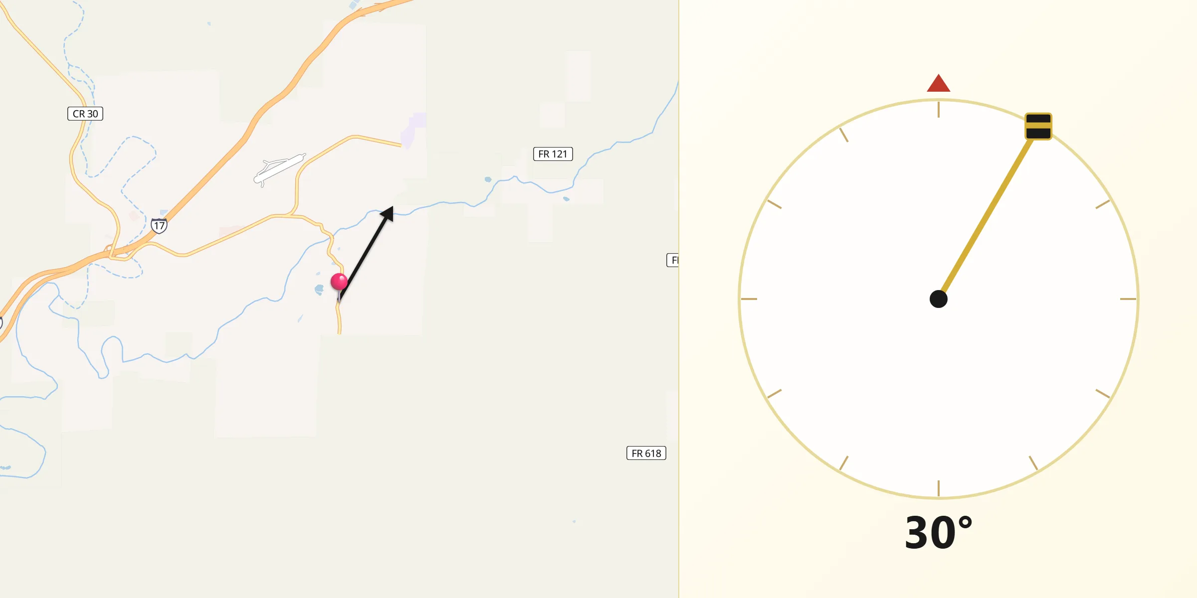 Qibla Direction from Lake Montezuma
