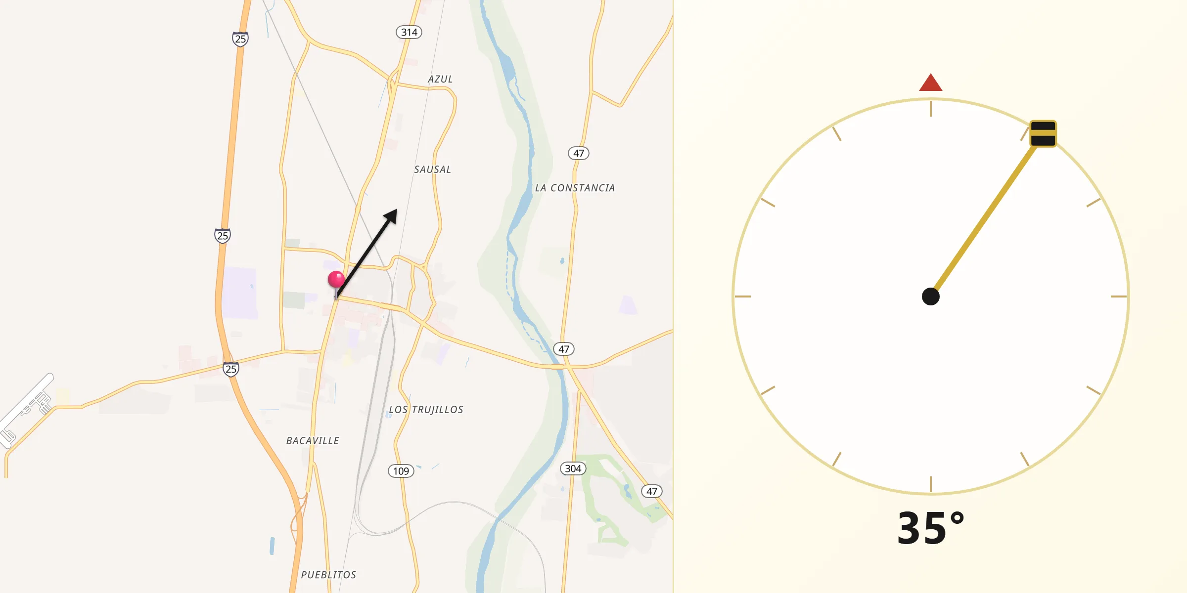 Qibla Direction from Belen