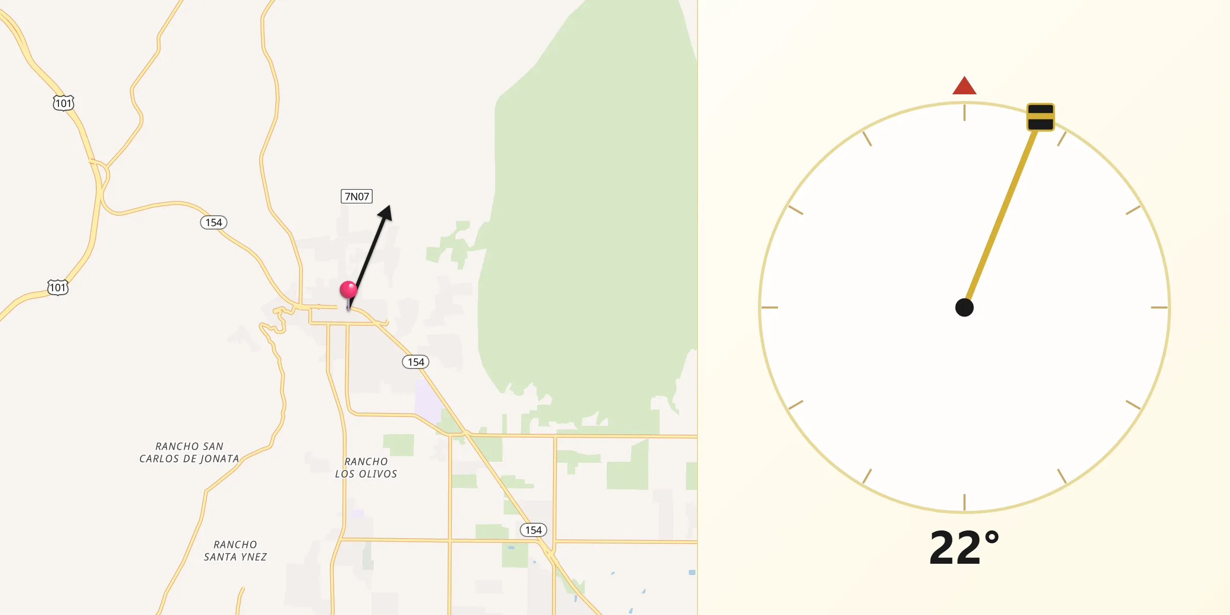 Qibla Direction from Los Olivos