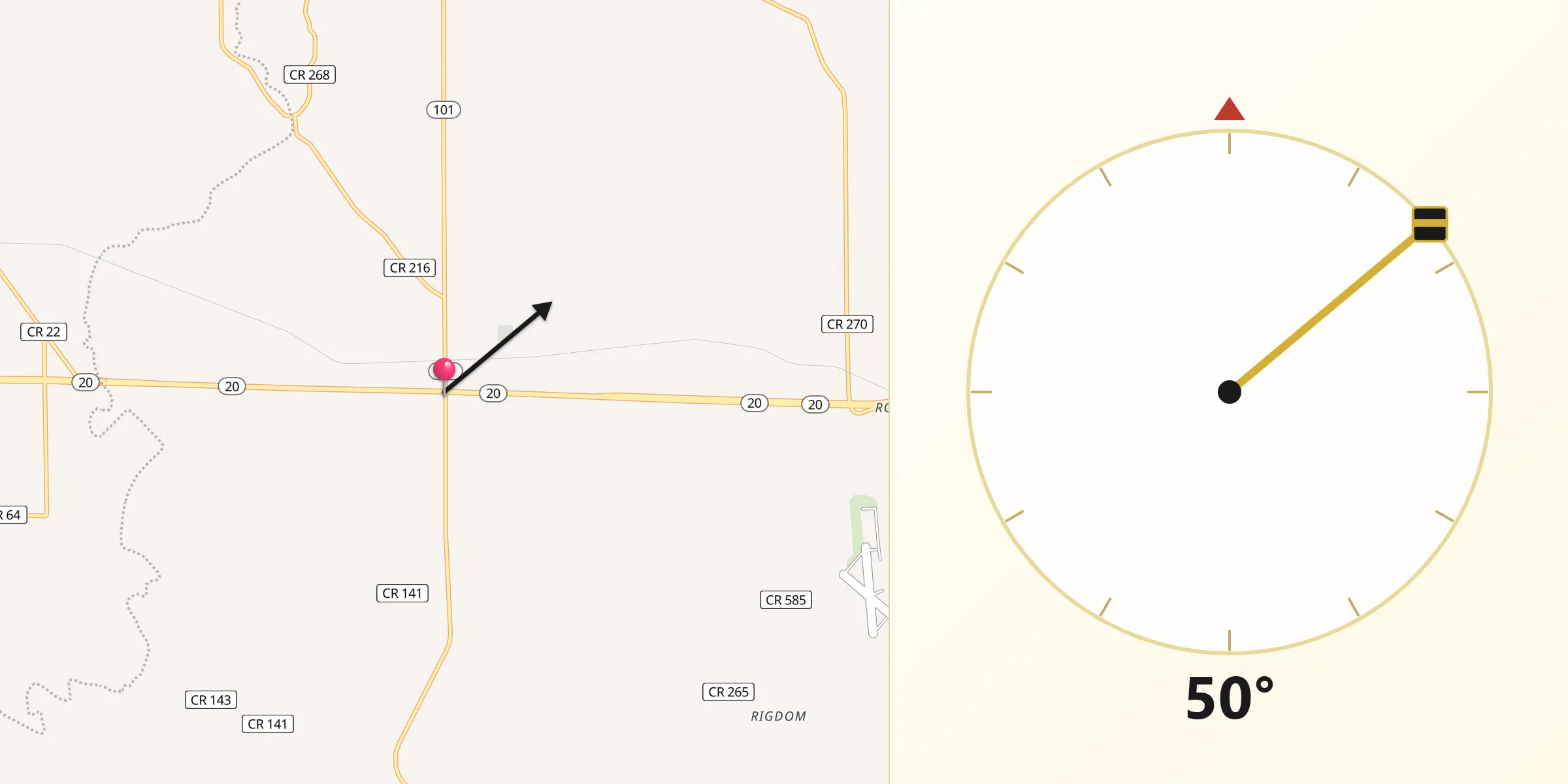 Qibla Direction from Town Creek