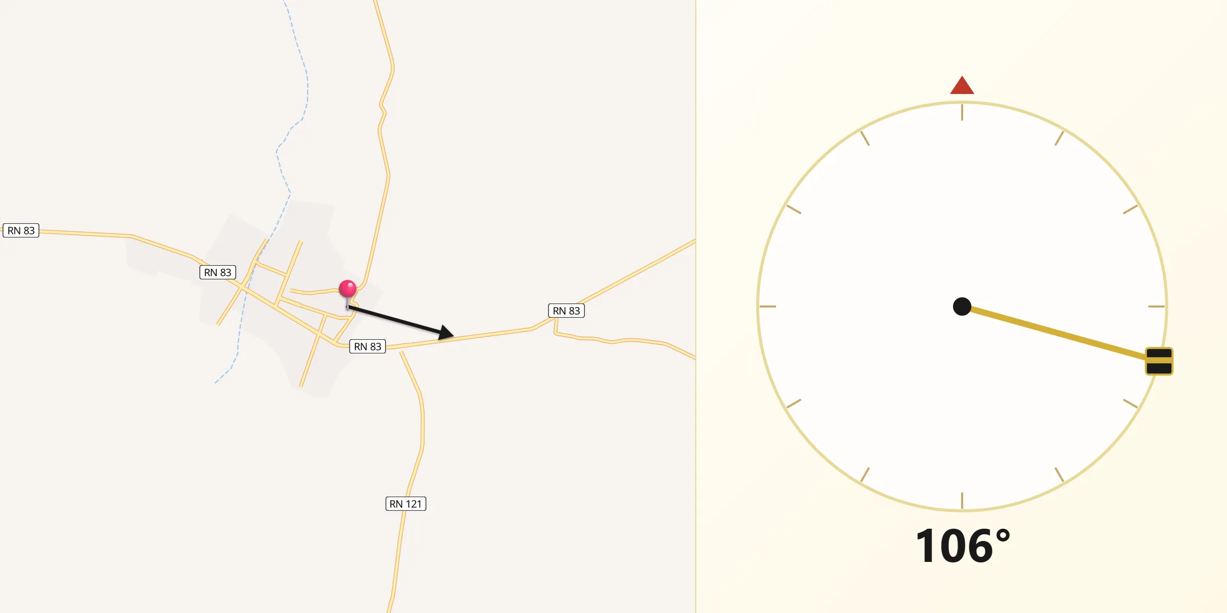 Direction vers la Qibla depuis Zeribet el Oued