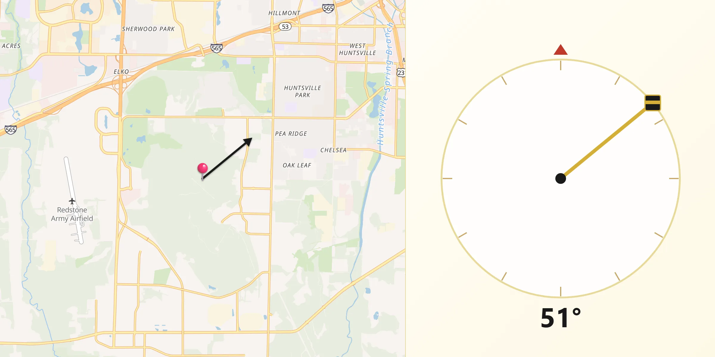 Qibla Direction from Redstone Arsenal