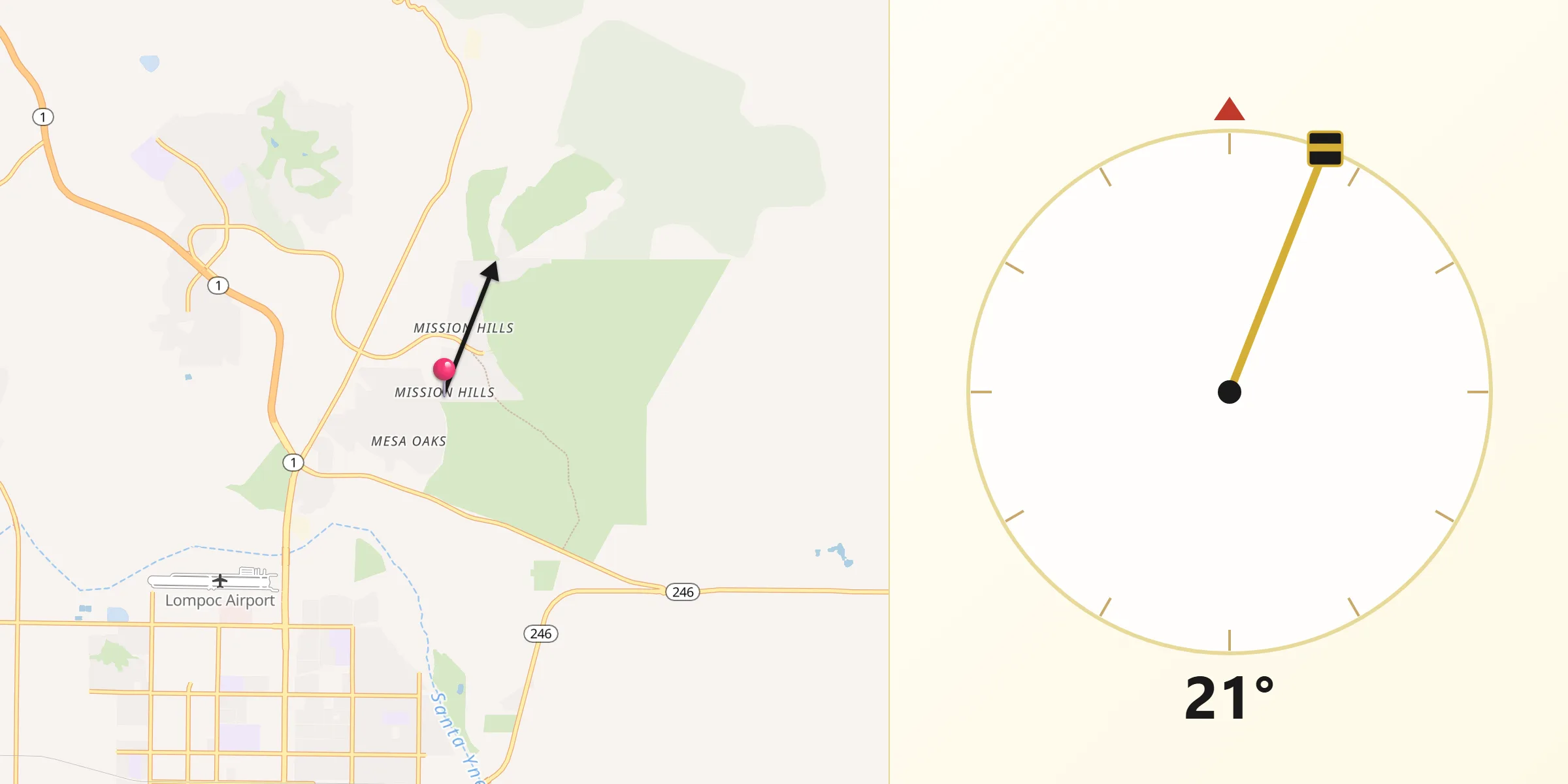Qibla Direction from Mission Hills