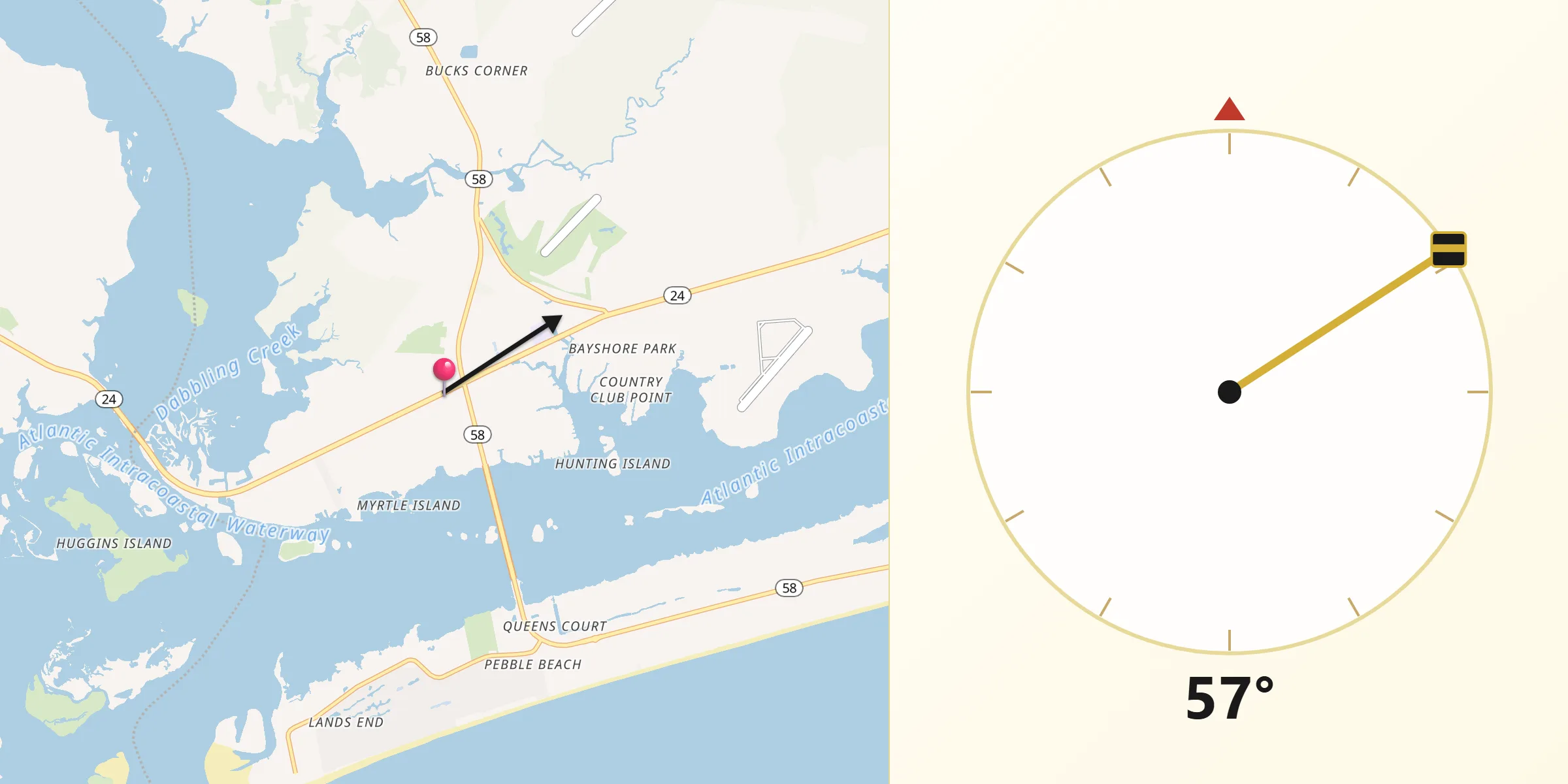 Qibla Direction from Cedar Point