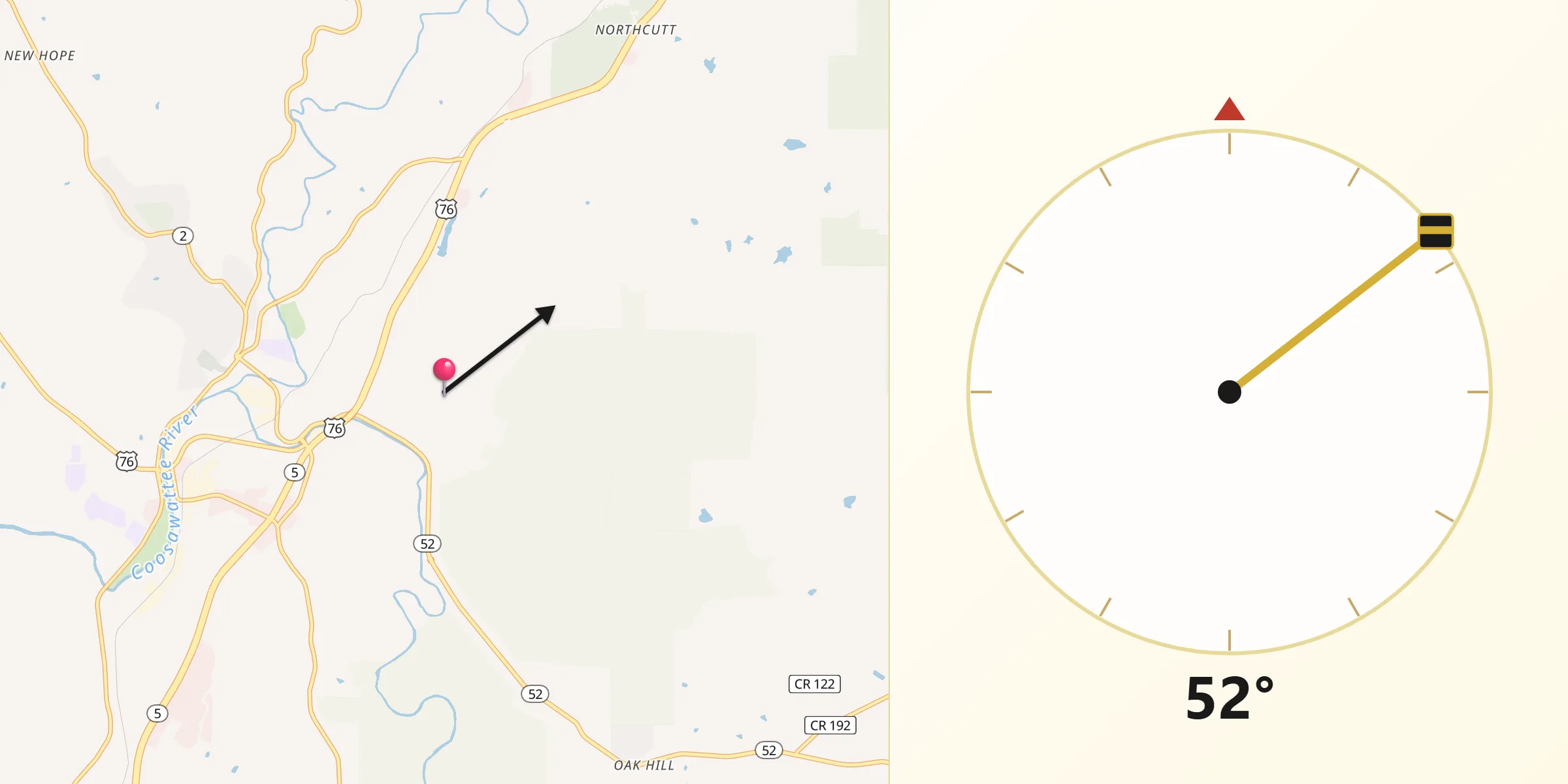 Qibla Direction from Gilmer