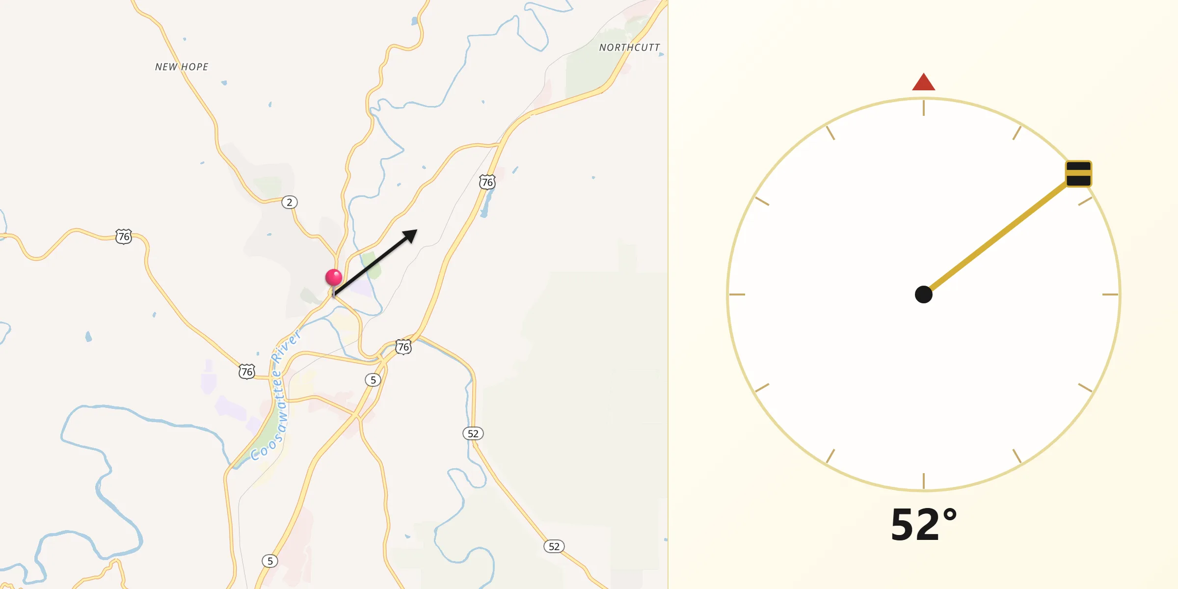 Qibla Direction from Ellijay